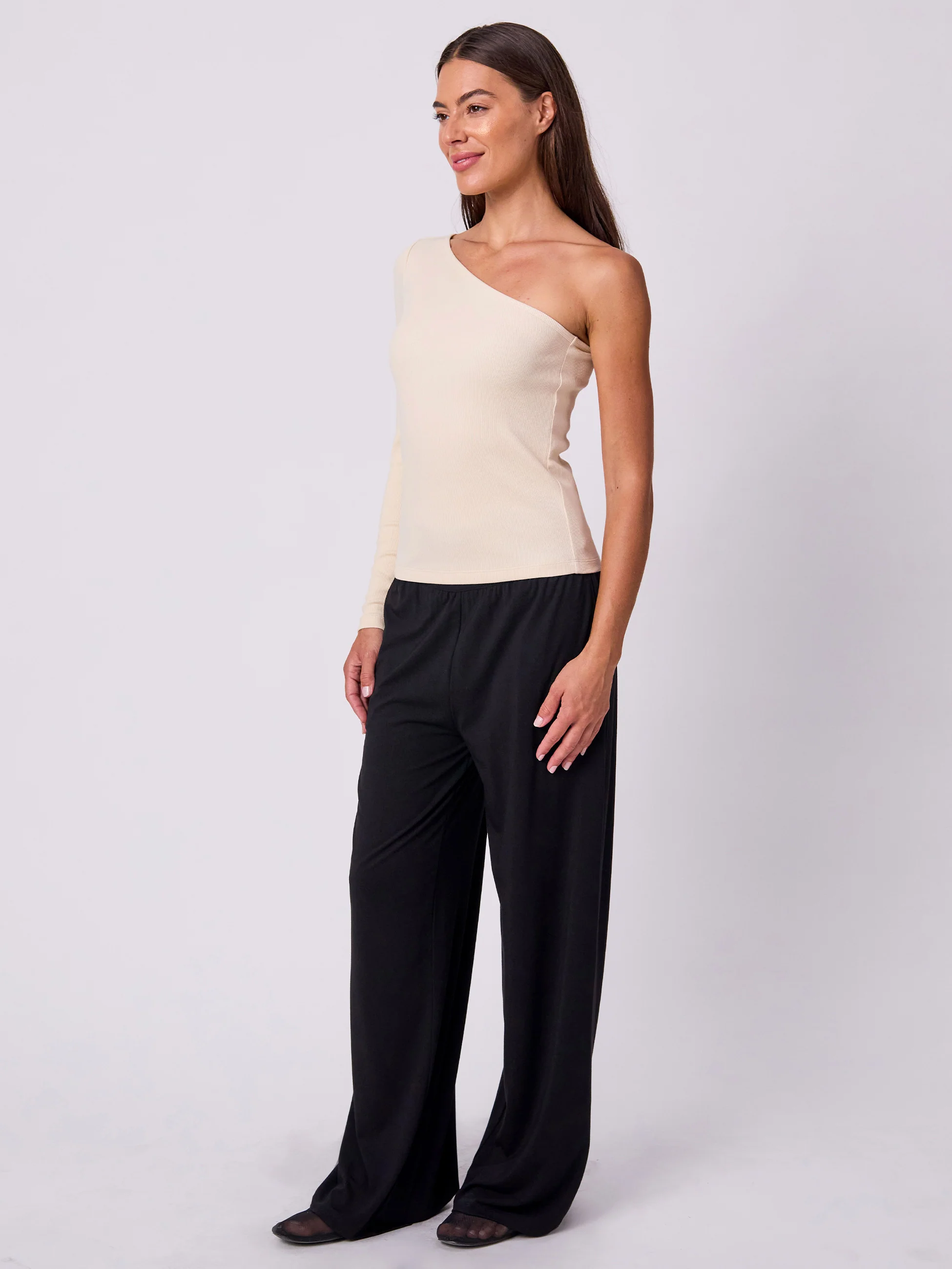 Asymmetric Organic Cotton Long Sleeve  - Chalk - Image 4