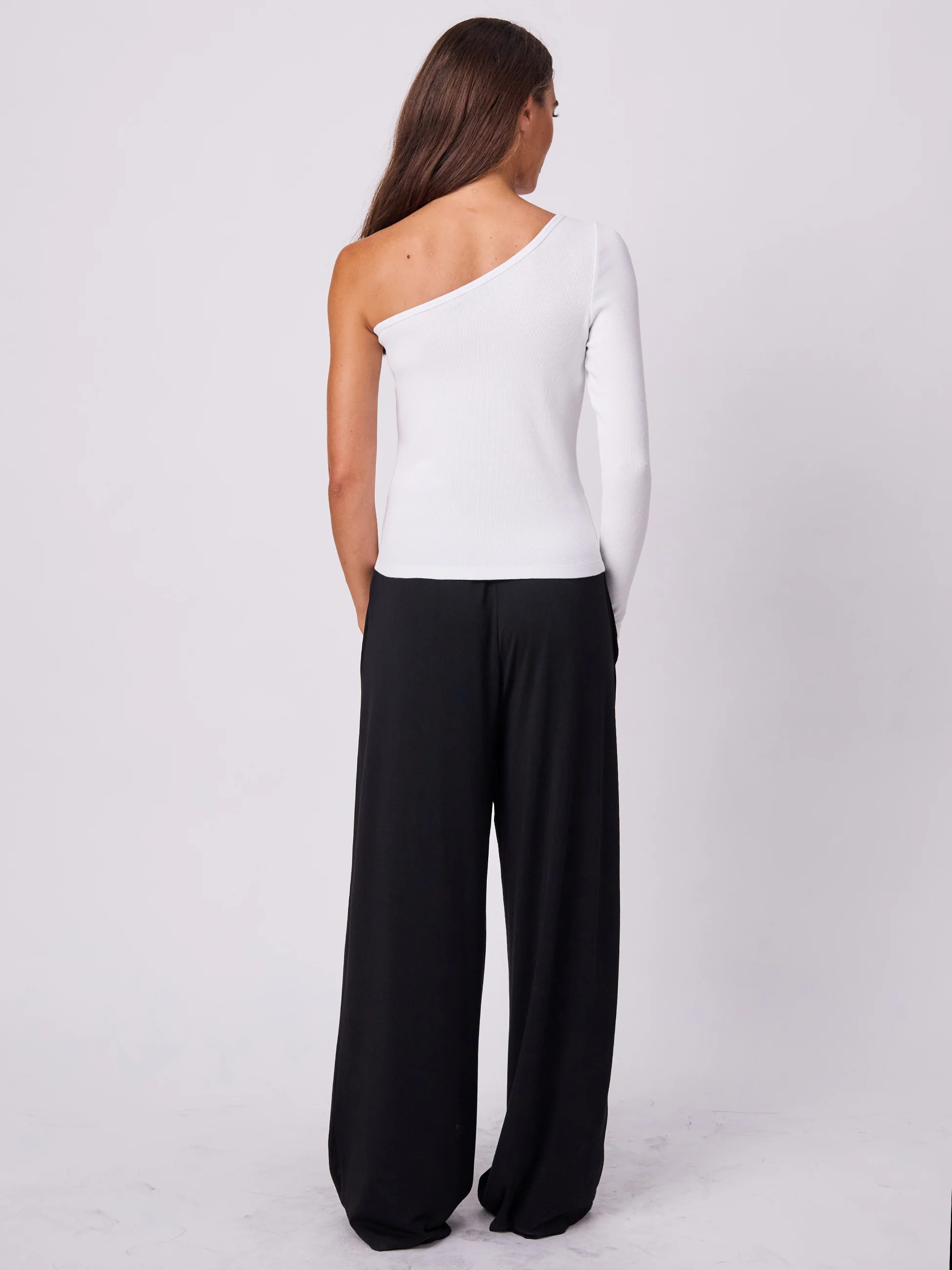 Asymmetric Organic Cotton Long Sleeve  - White - Image 4