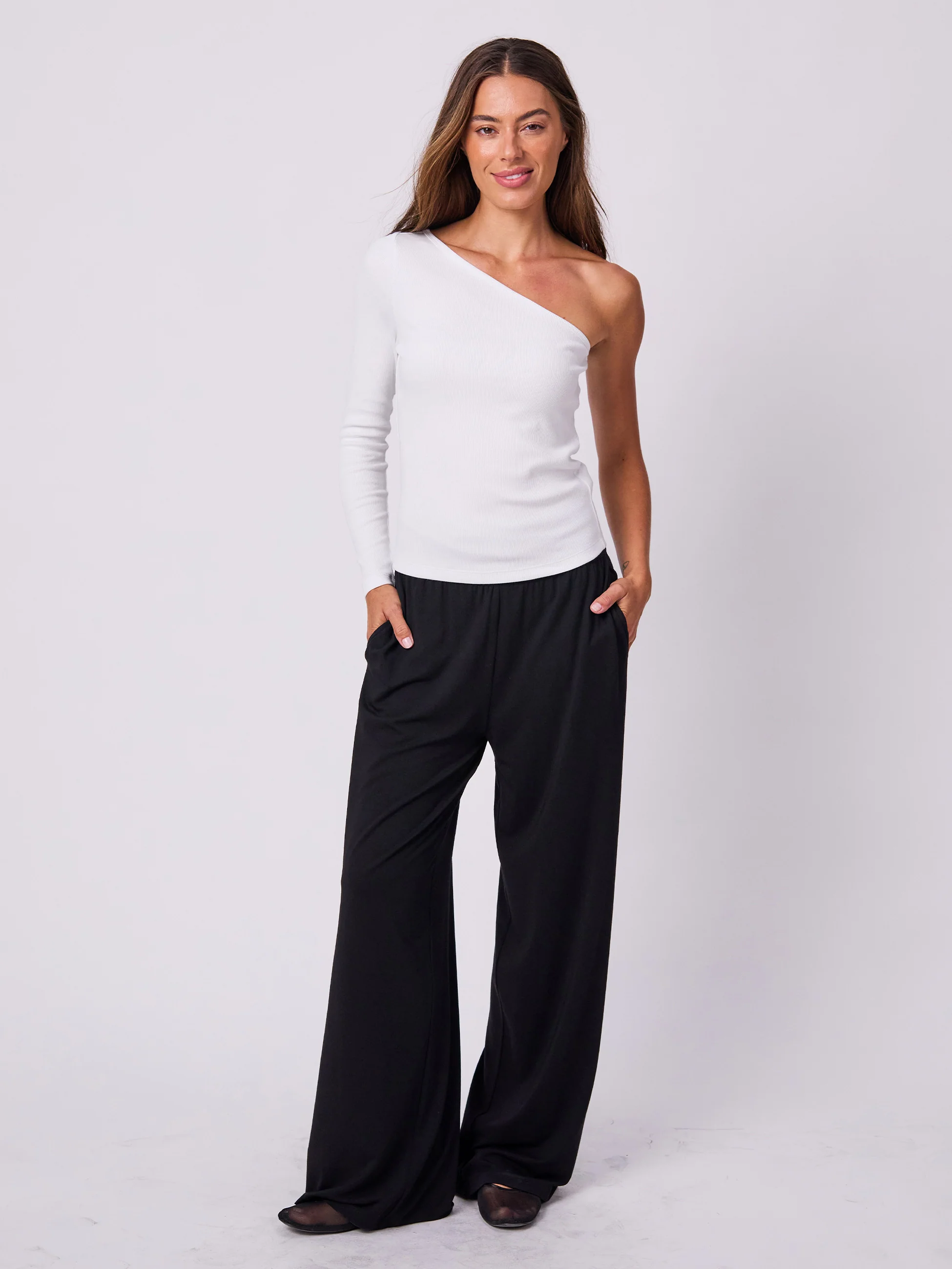 Asymmetric Organic Cotton Long Sleeve  - White - Image 6