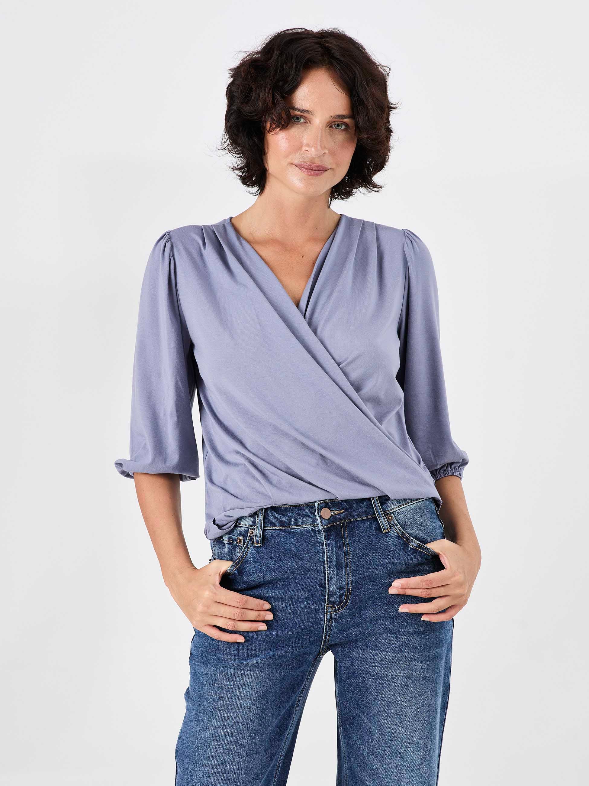 Athena 7/8 Sleeve Drape Top