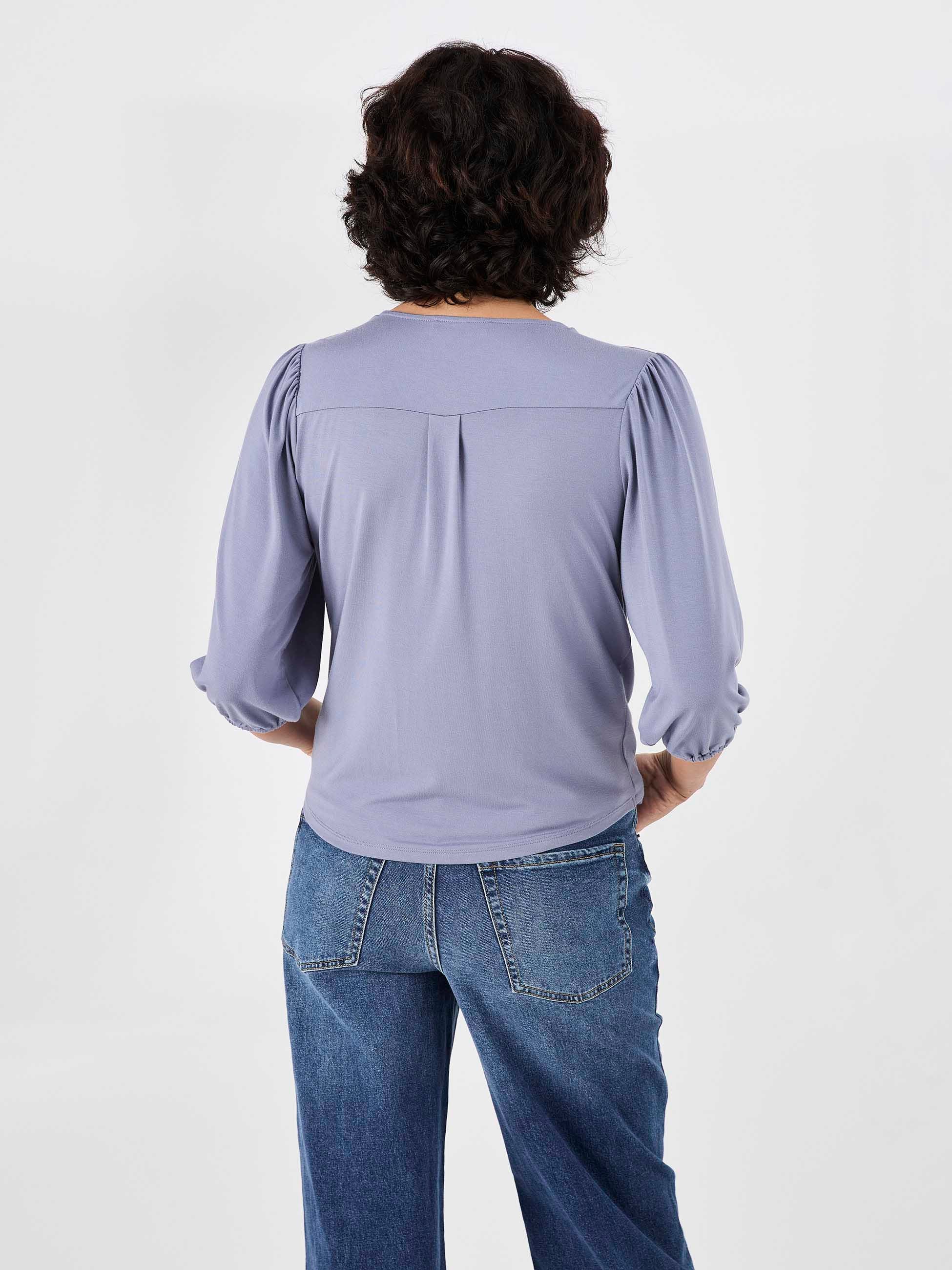 Athena 7/8 sleeve  Drape Top - Quartz Blue - Image 3