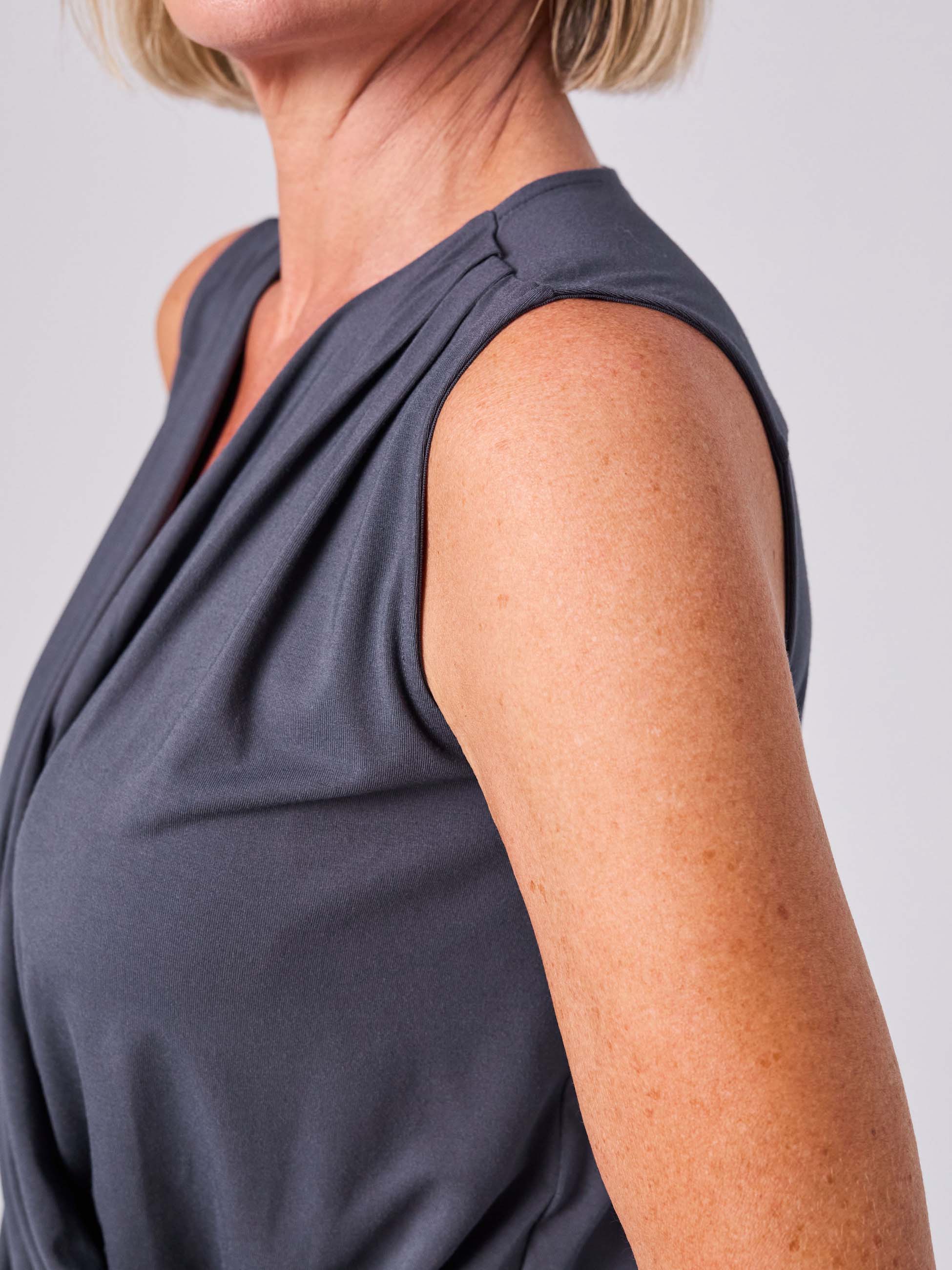 Athena Drape Top - Charcoal - Image 3