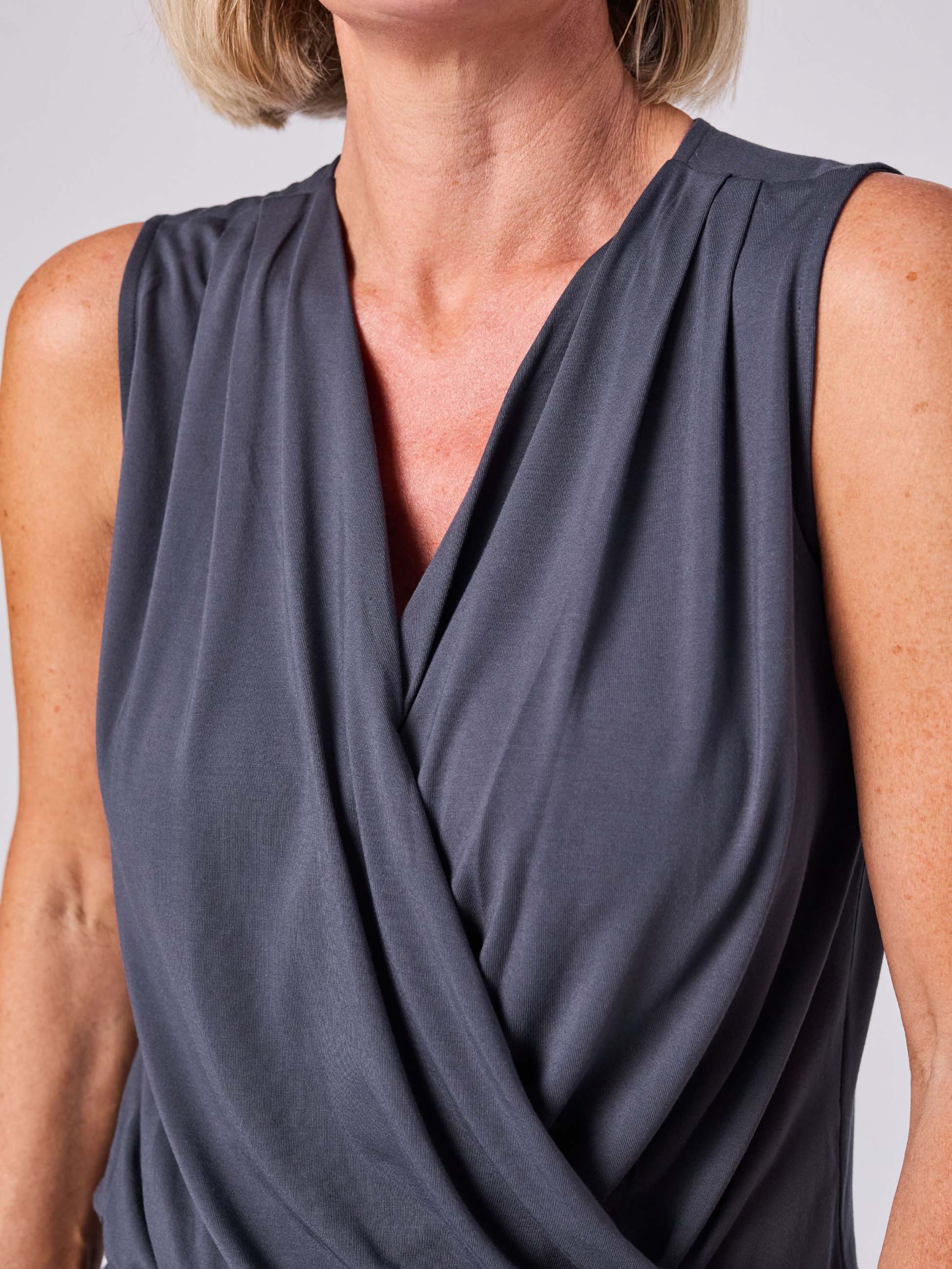 Athena Drape Top - Charcoal - Image 5