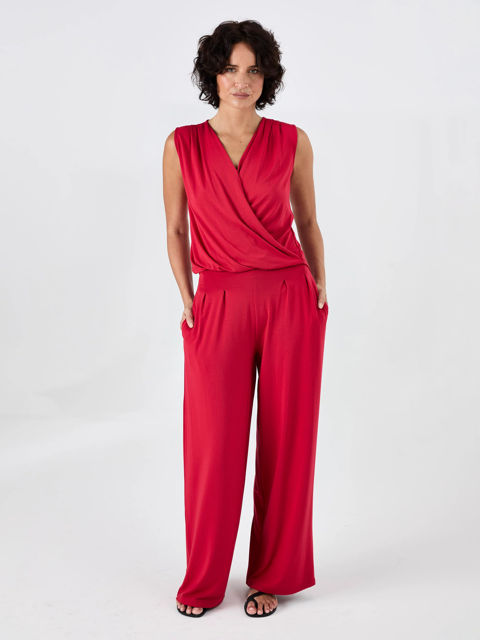 Athena Drape Top - Cherry - Image 7