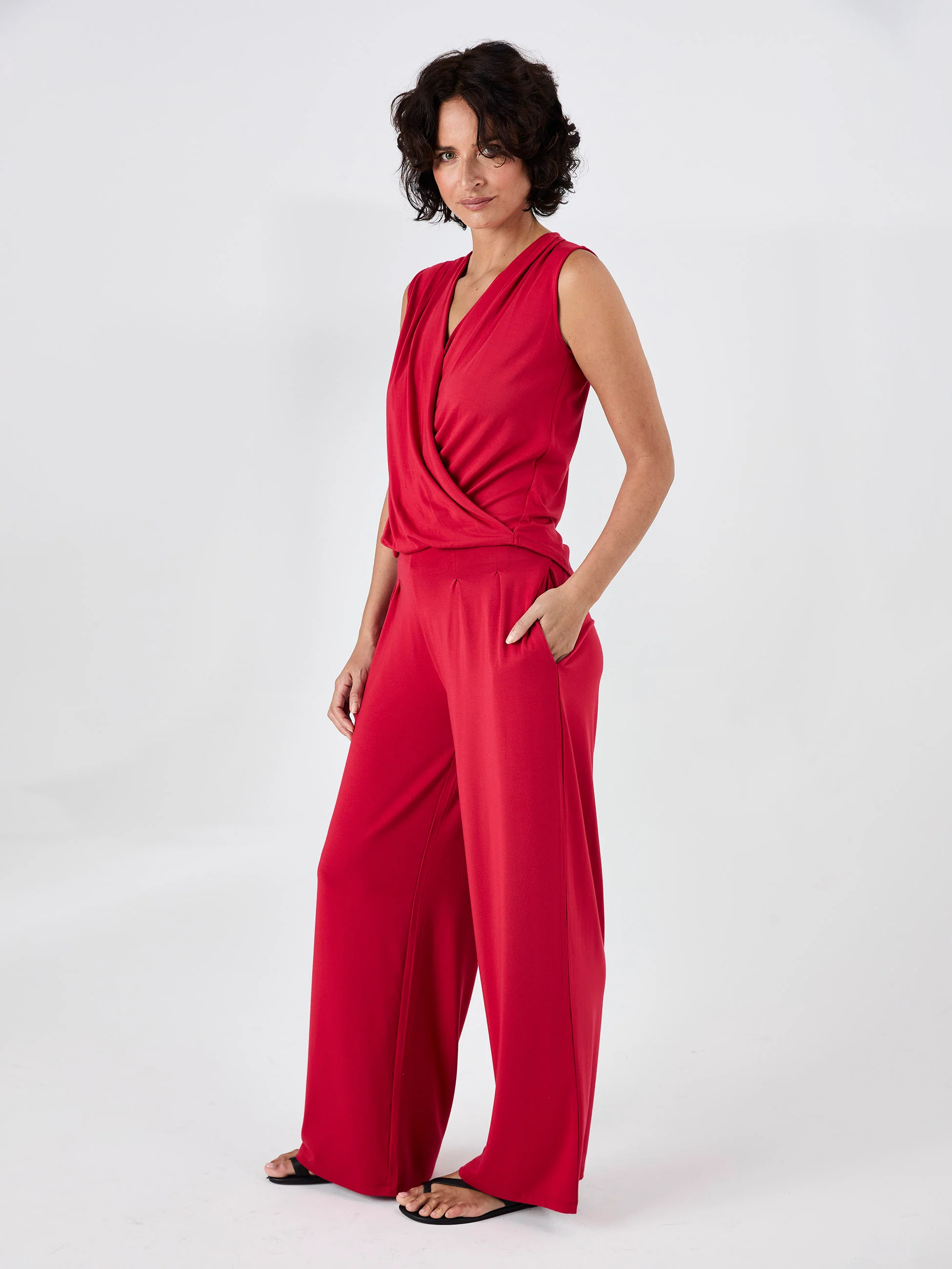 Athena Drape Top - Cherry - Image 8
