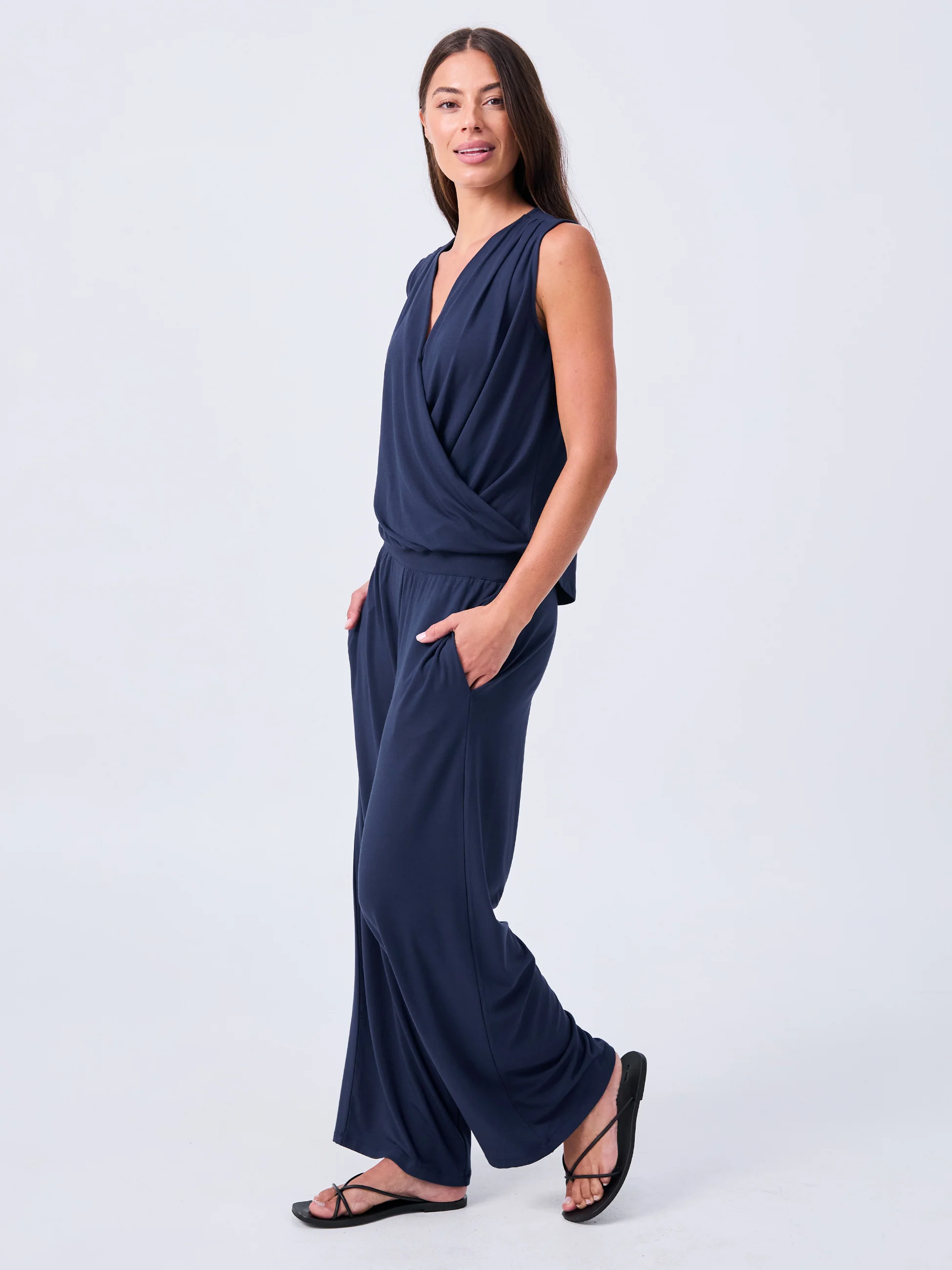 Athena Drape Top - Navy - Image 3