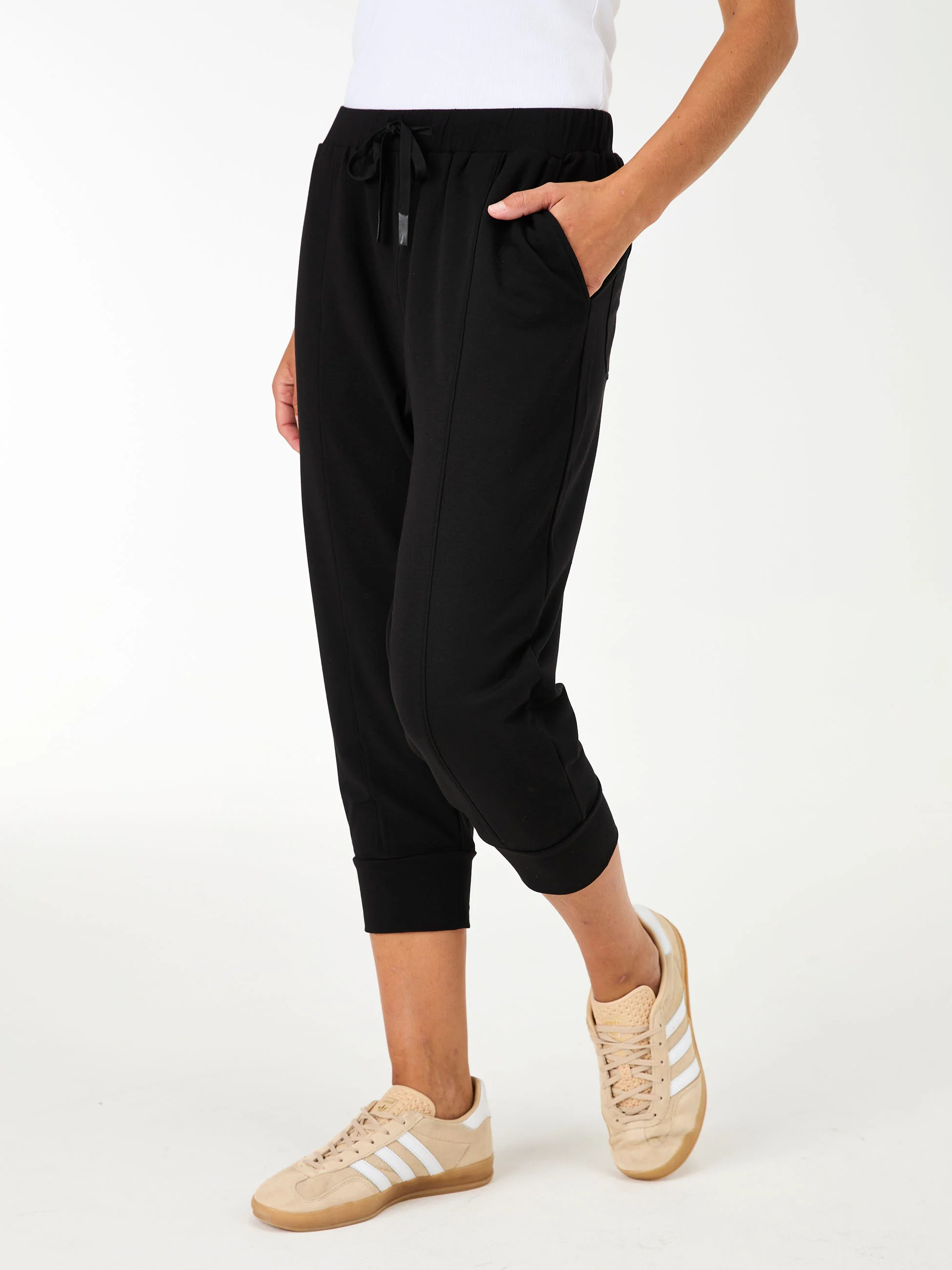 Breeze French Terry Cropped Jogger - Black - Image 5