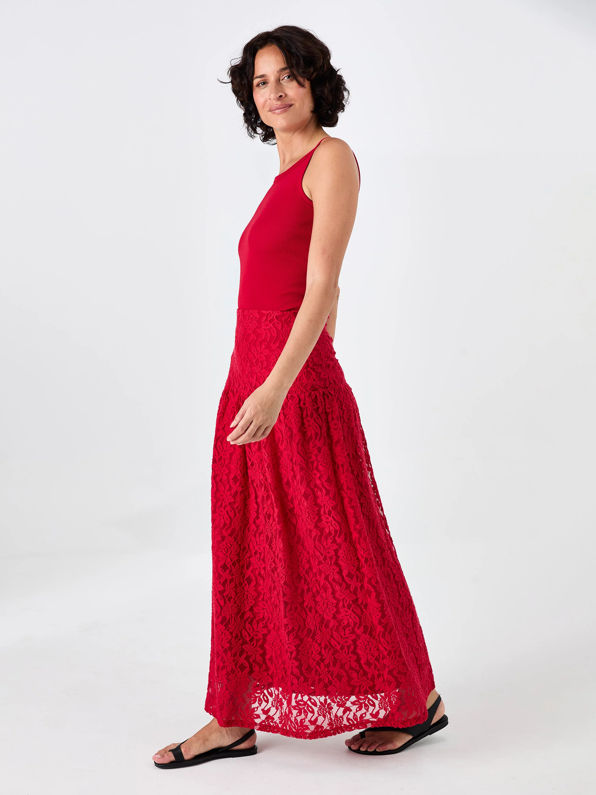 Chantelle Lace Skirt - Cherry - Image 3