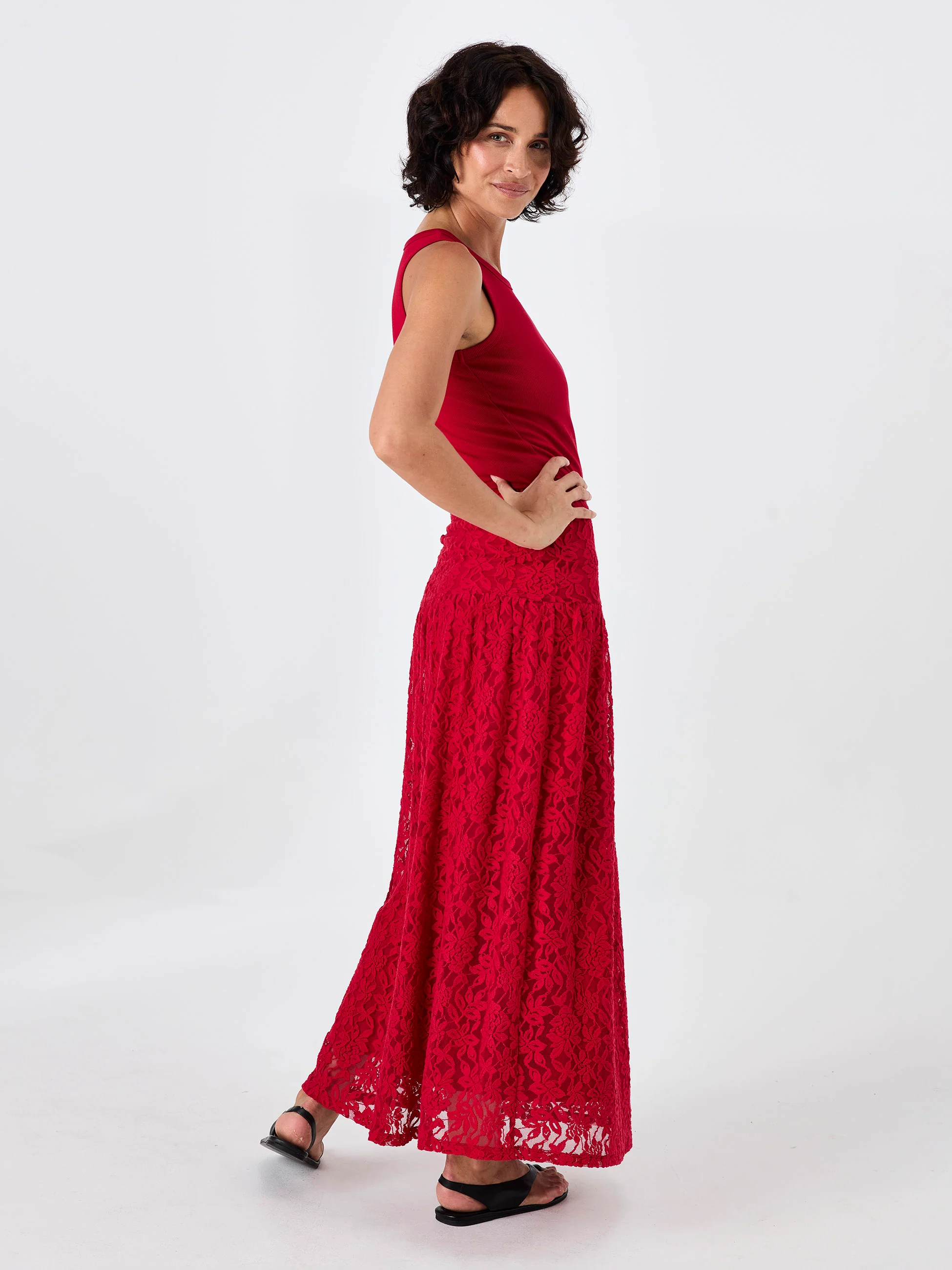 Chantelle Lace Skirt - Cherry - Image 4