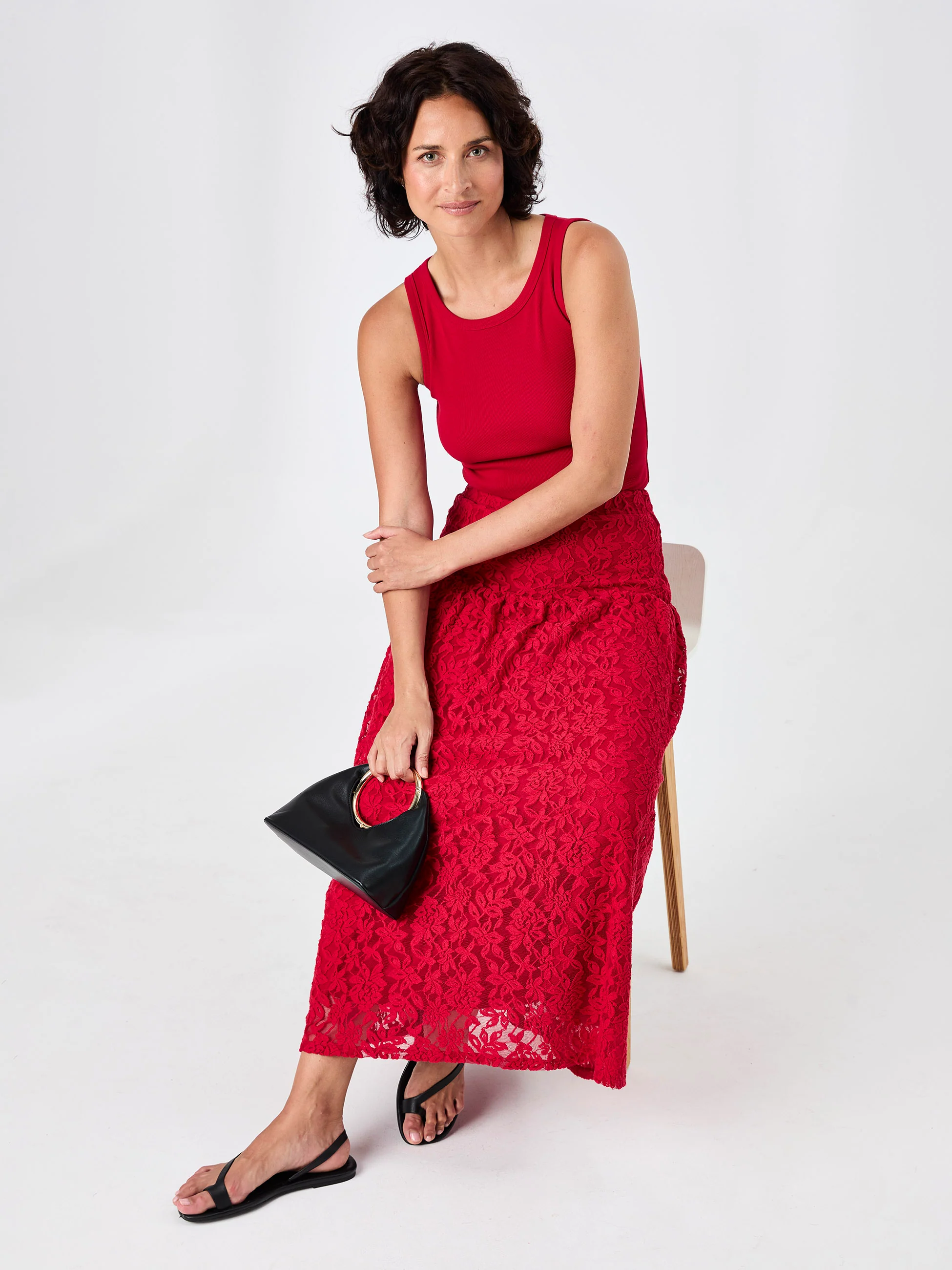 Chantelle Lace Skirt - Cherry - Image 5
