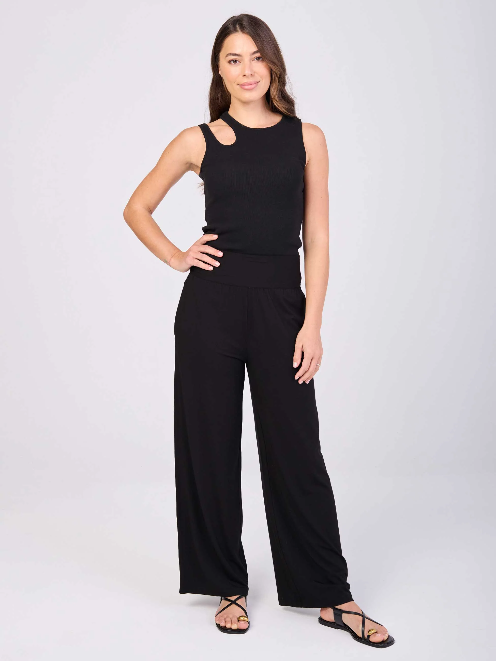 Cut Out Rib Tank - Black - Image 4