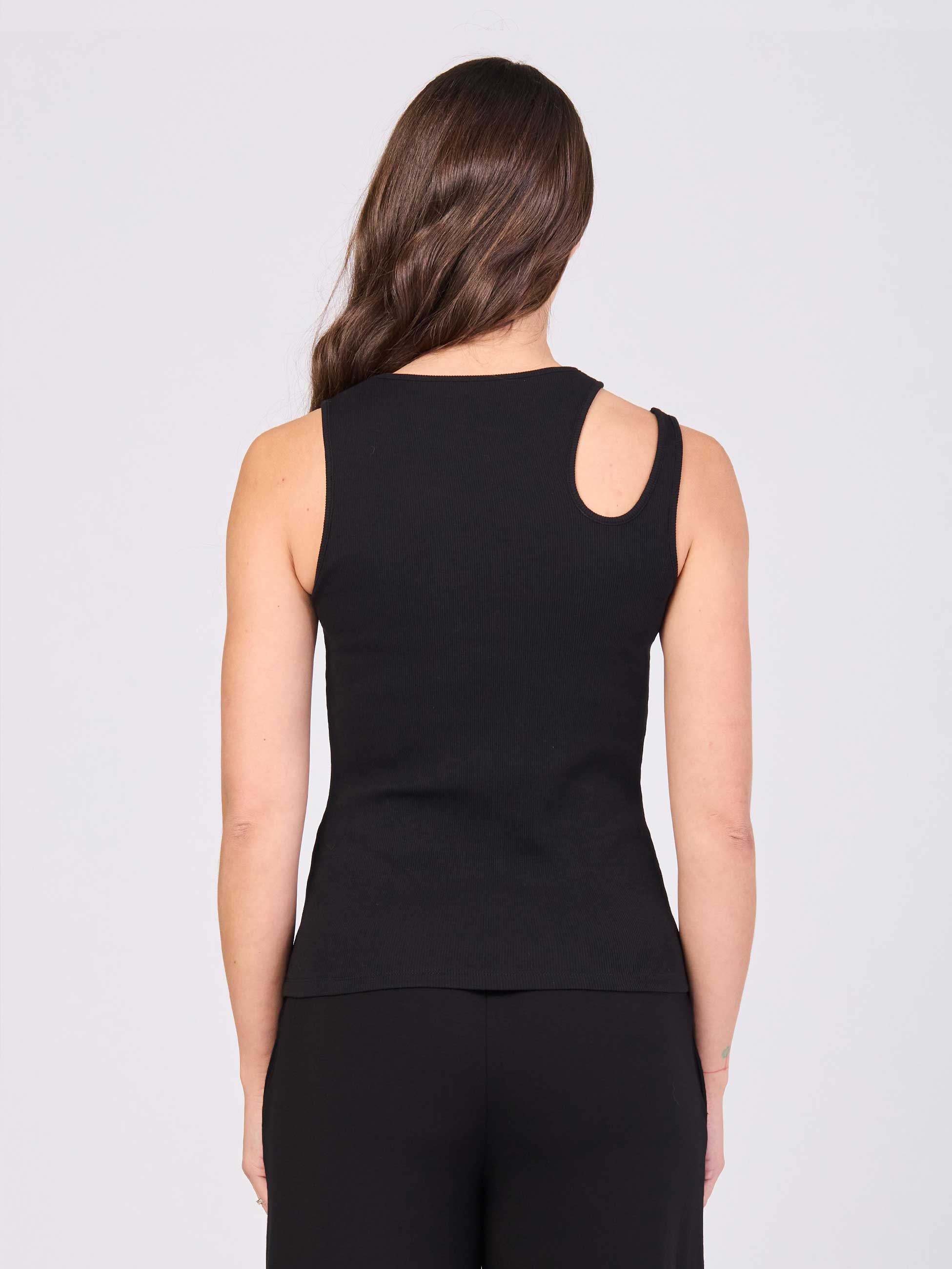Cut Out Rib Tank - Black - Image 6