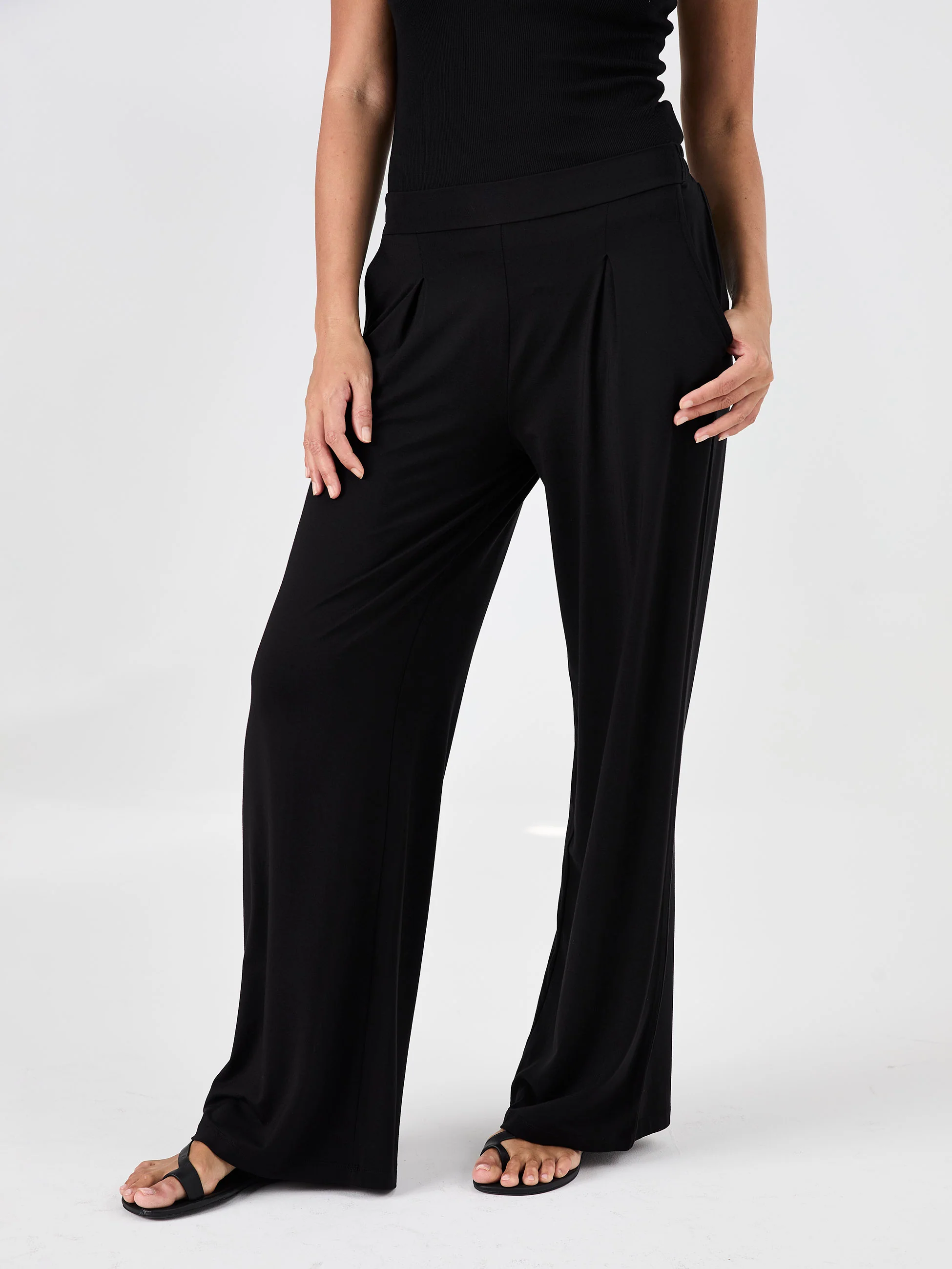 Emery Wide Leg Pants - Black - Image 6