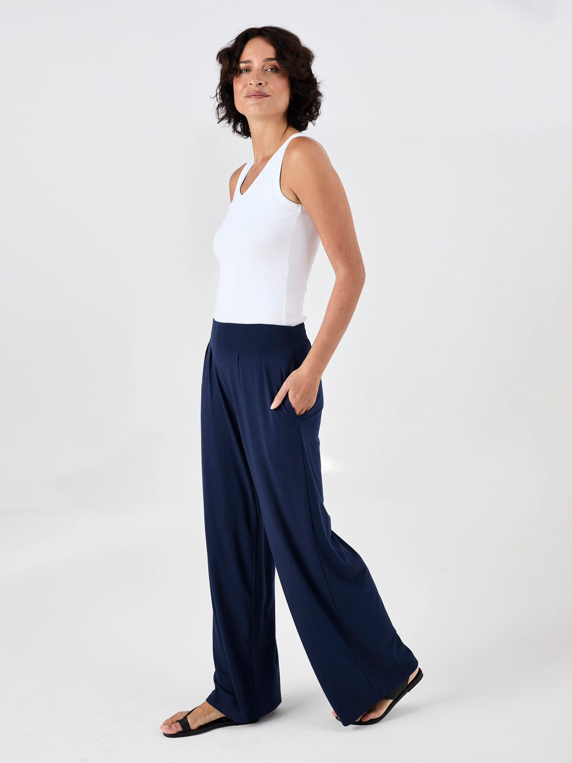 Emery Wide Leg Pants - Navy - Image 9