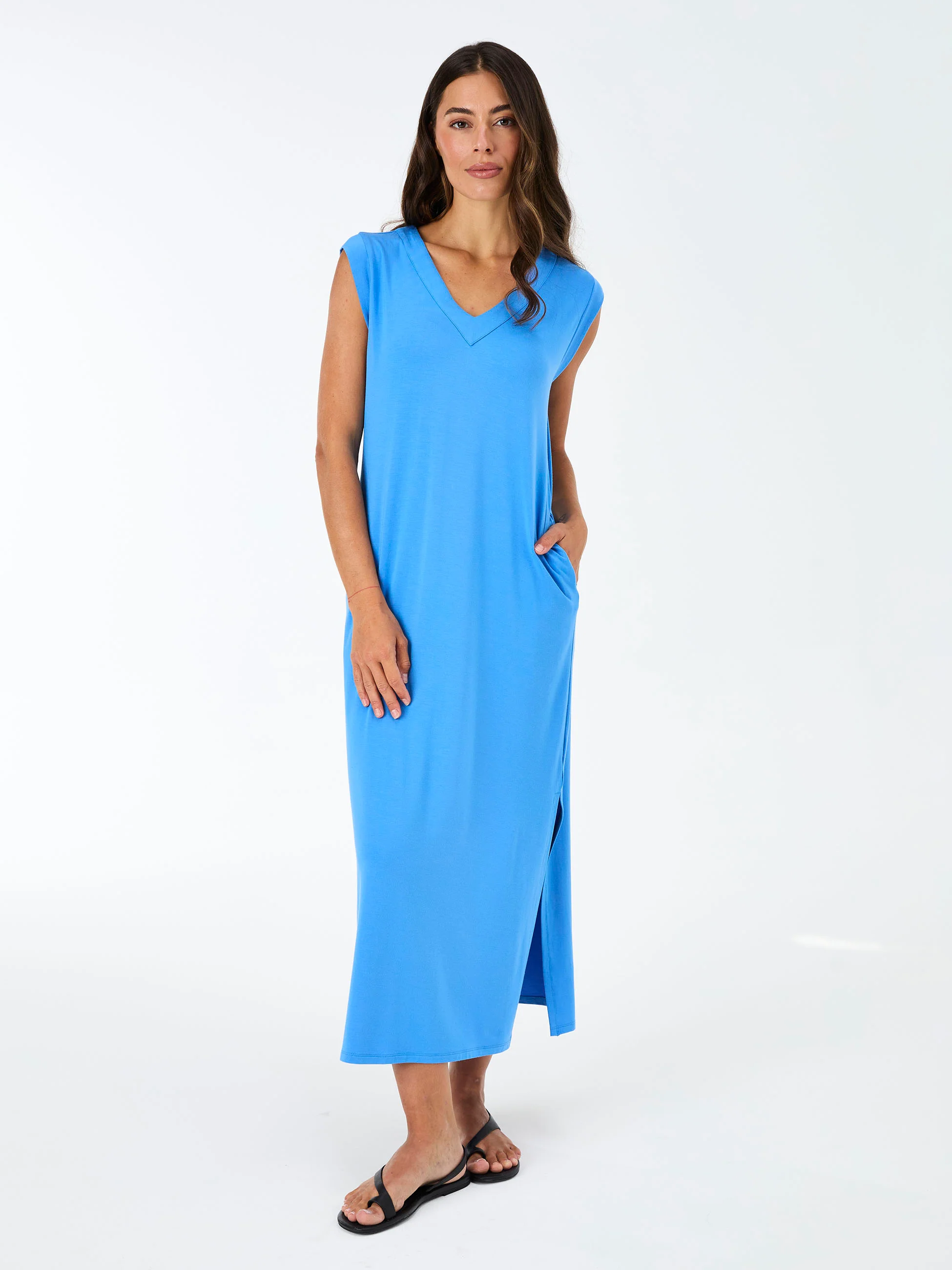 Everly V Neck Maxi  Dress - Cobalt - Image 3