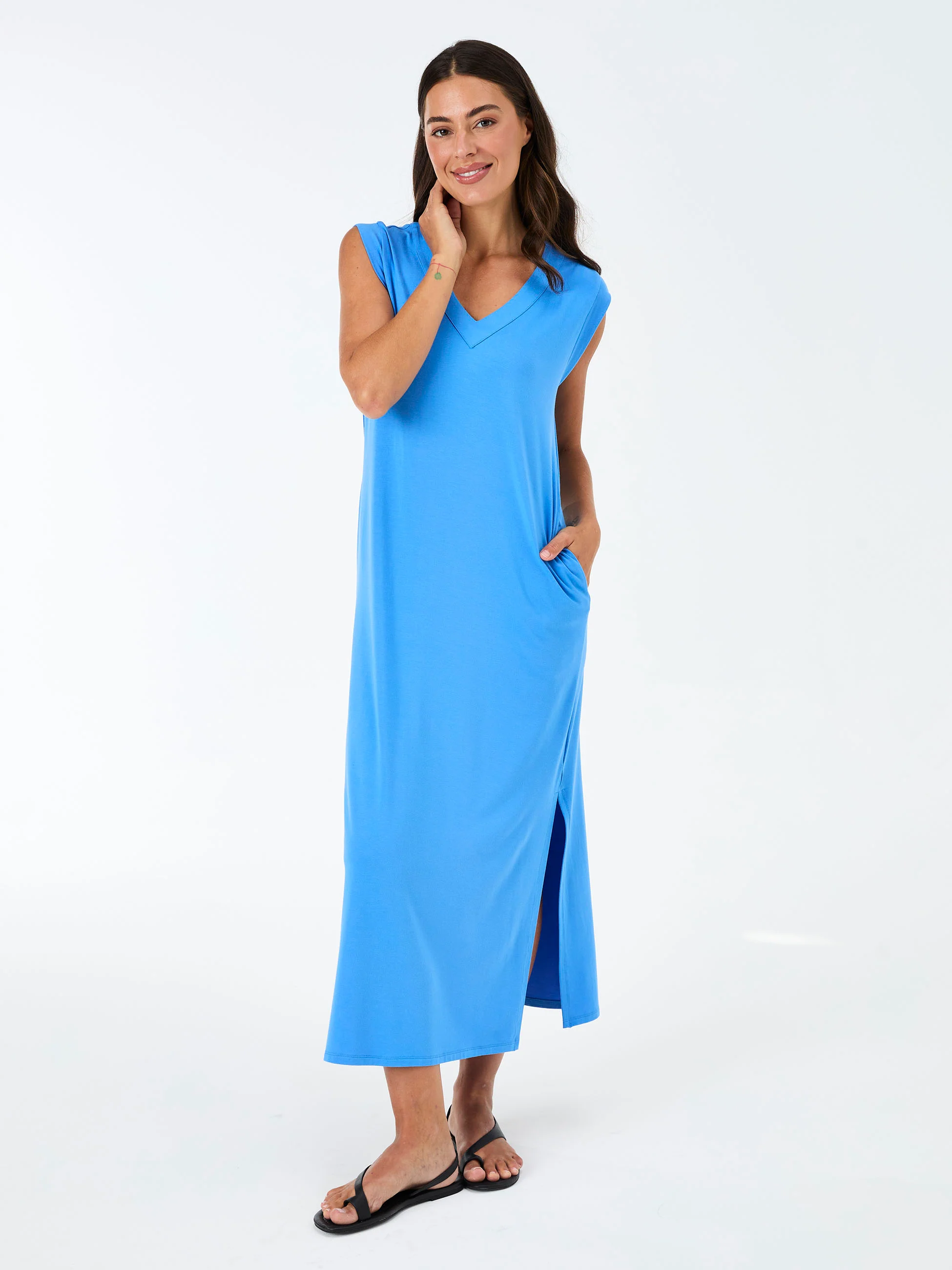 Everly V Neck Maxi  Dress - Cobalt - Image 5