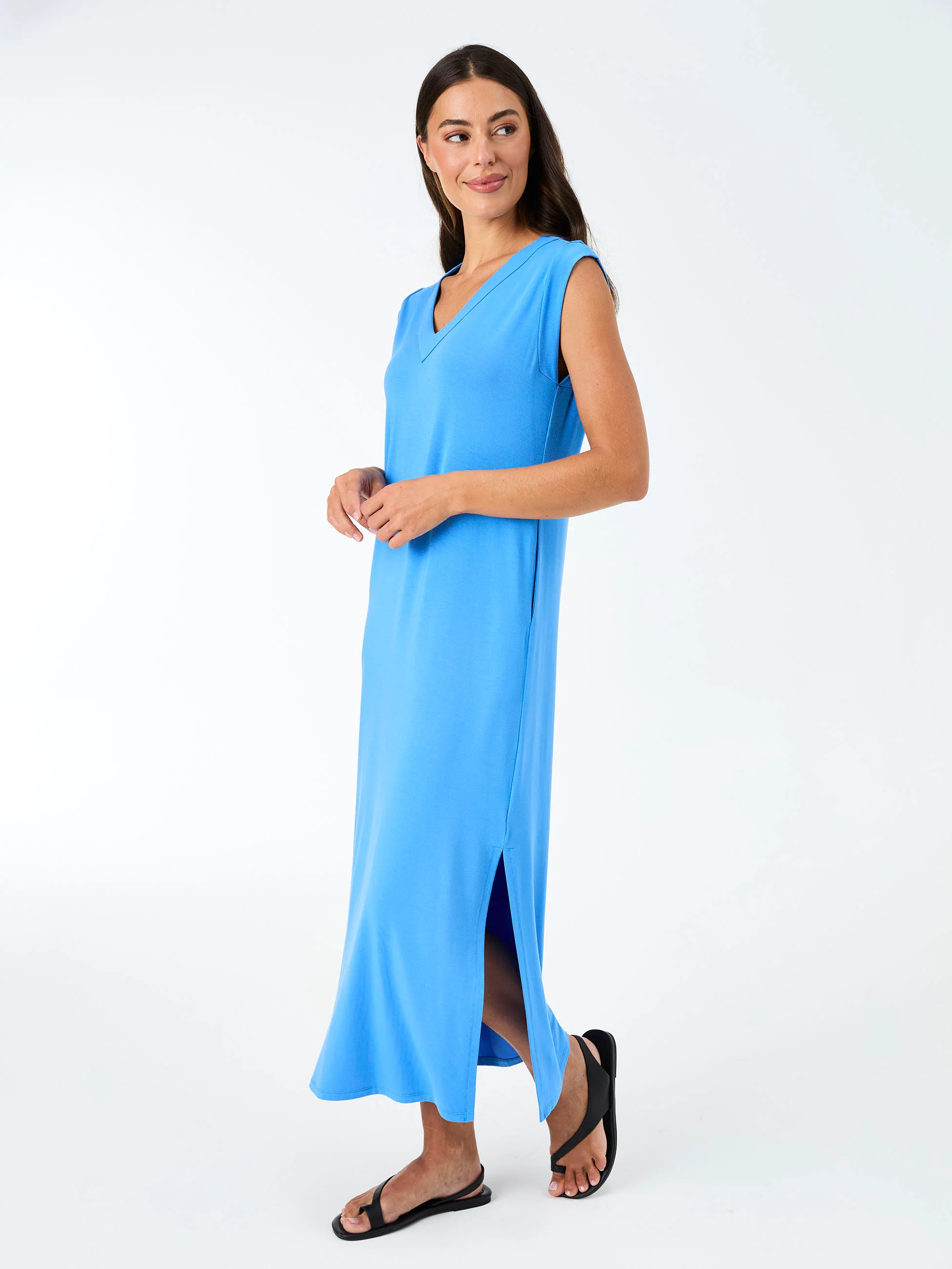 Everly V Neck Maxi  Dress - Cobalt - Image 6