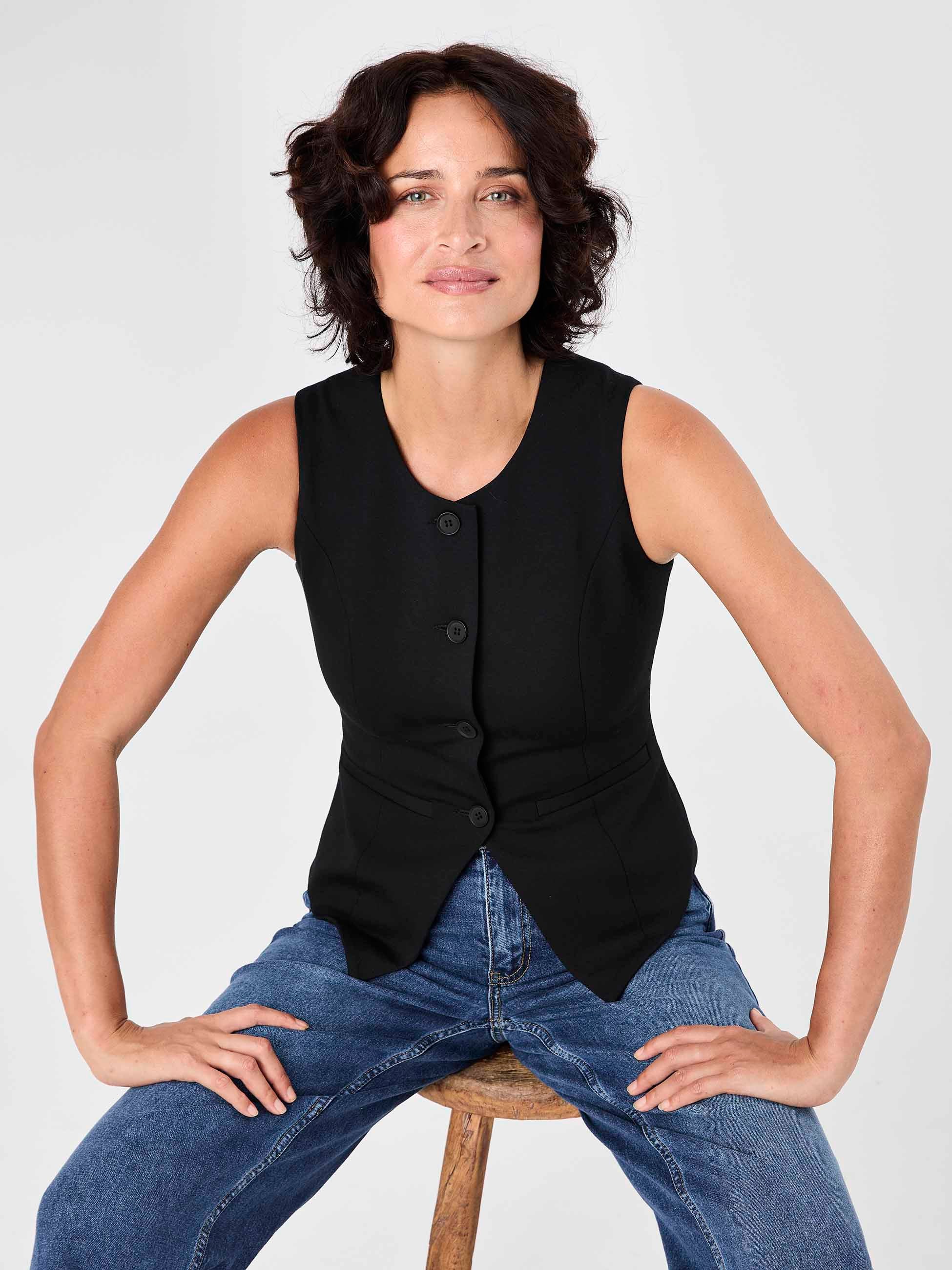 Fitted Waistcoat - Black - Image 6