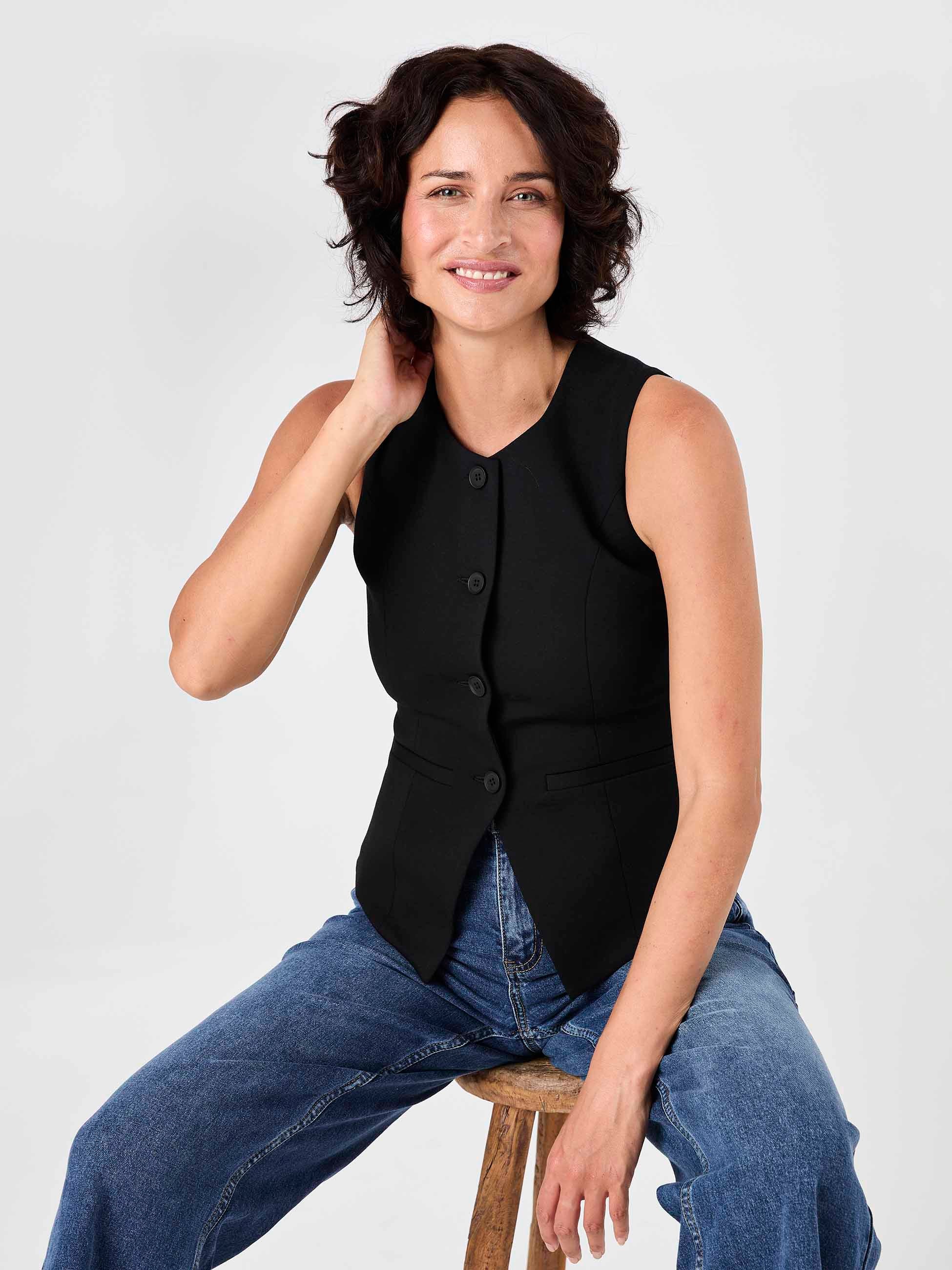 Fitted Waistcoat - Black - Image 7