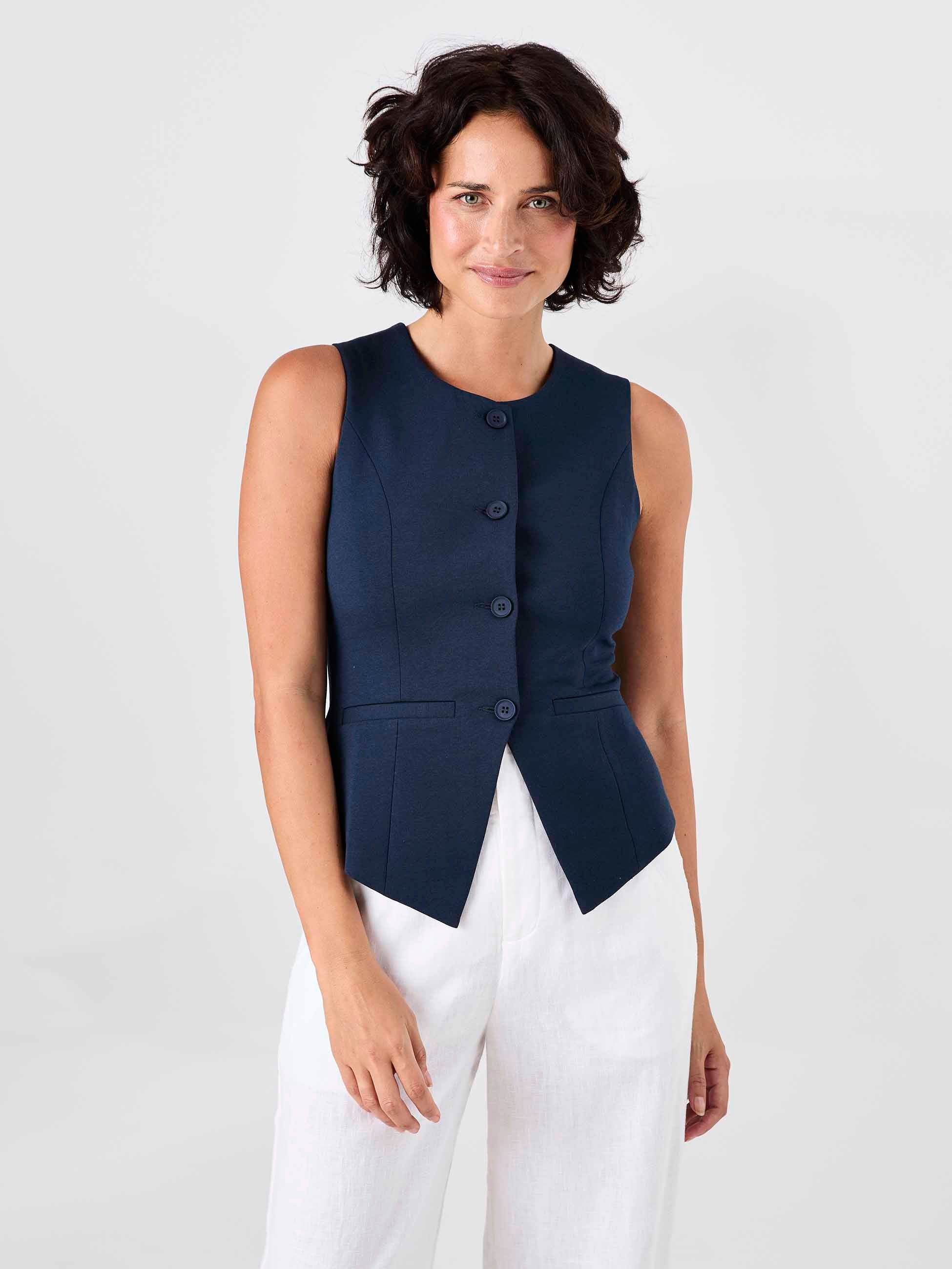 Fitted Waistcoat - Navy - Image 10