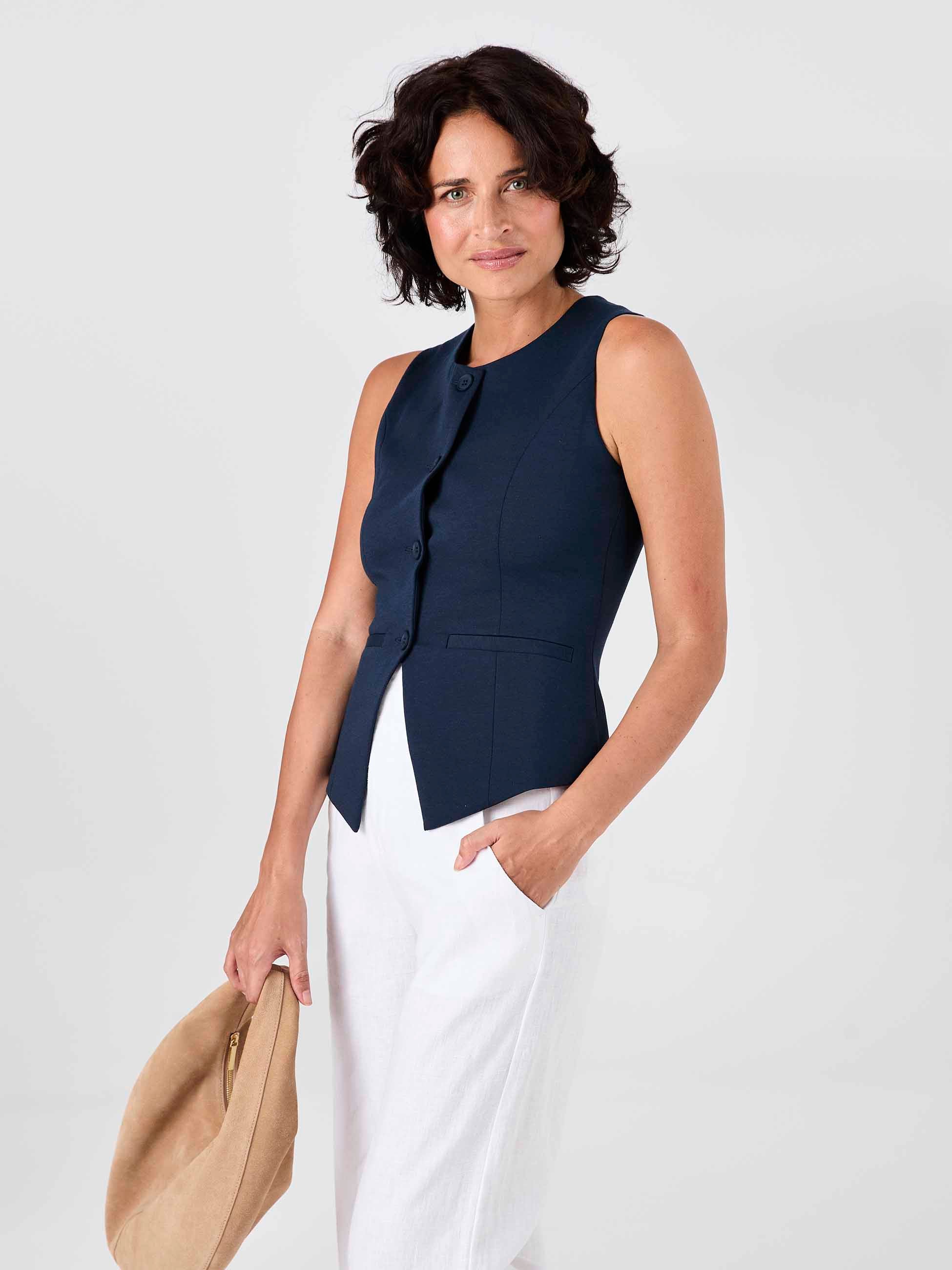 Fitted Waistcoat - Navy - Image 11