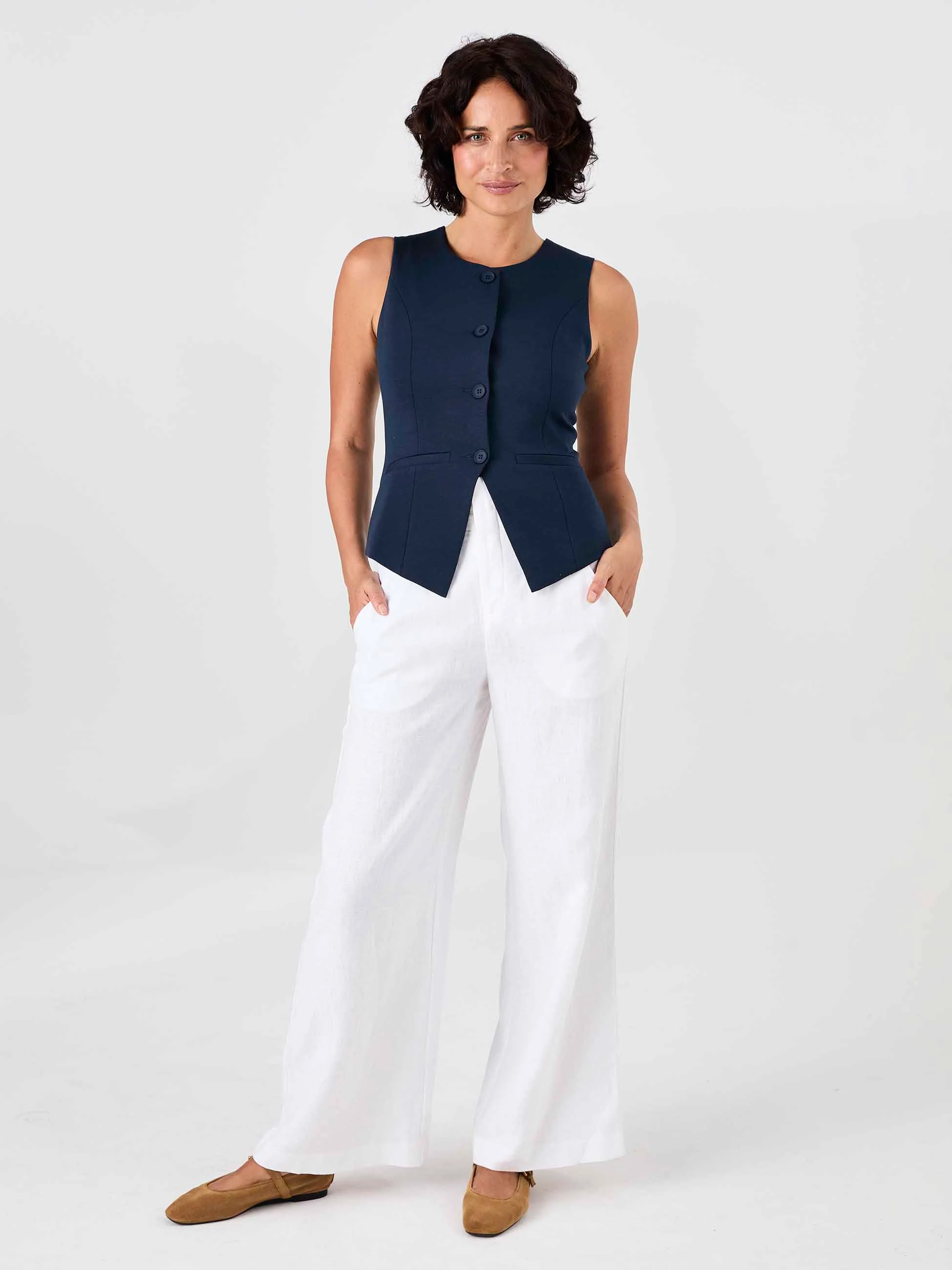Fitted Waistcoat - Navy - Image 4