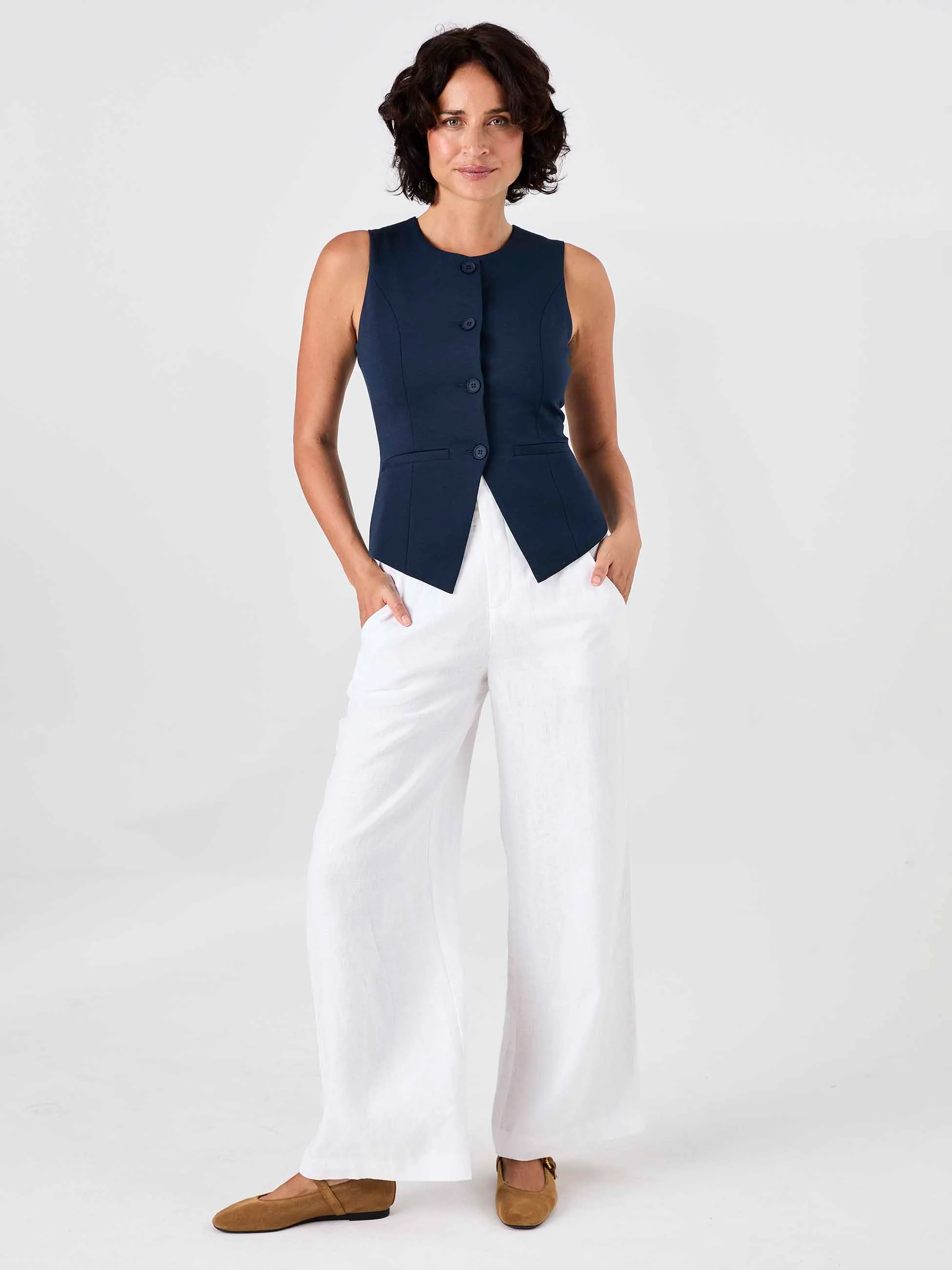 Fitted Waistcoat - Navy - Image 5