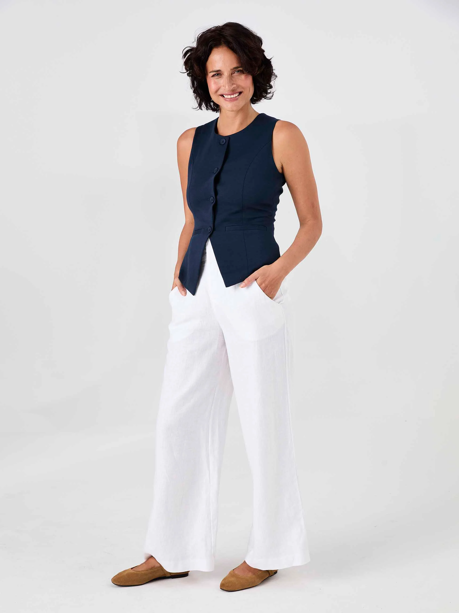 Fitted Waistcoat - Navy - Image 6