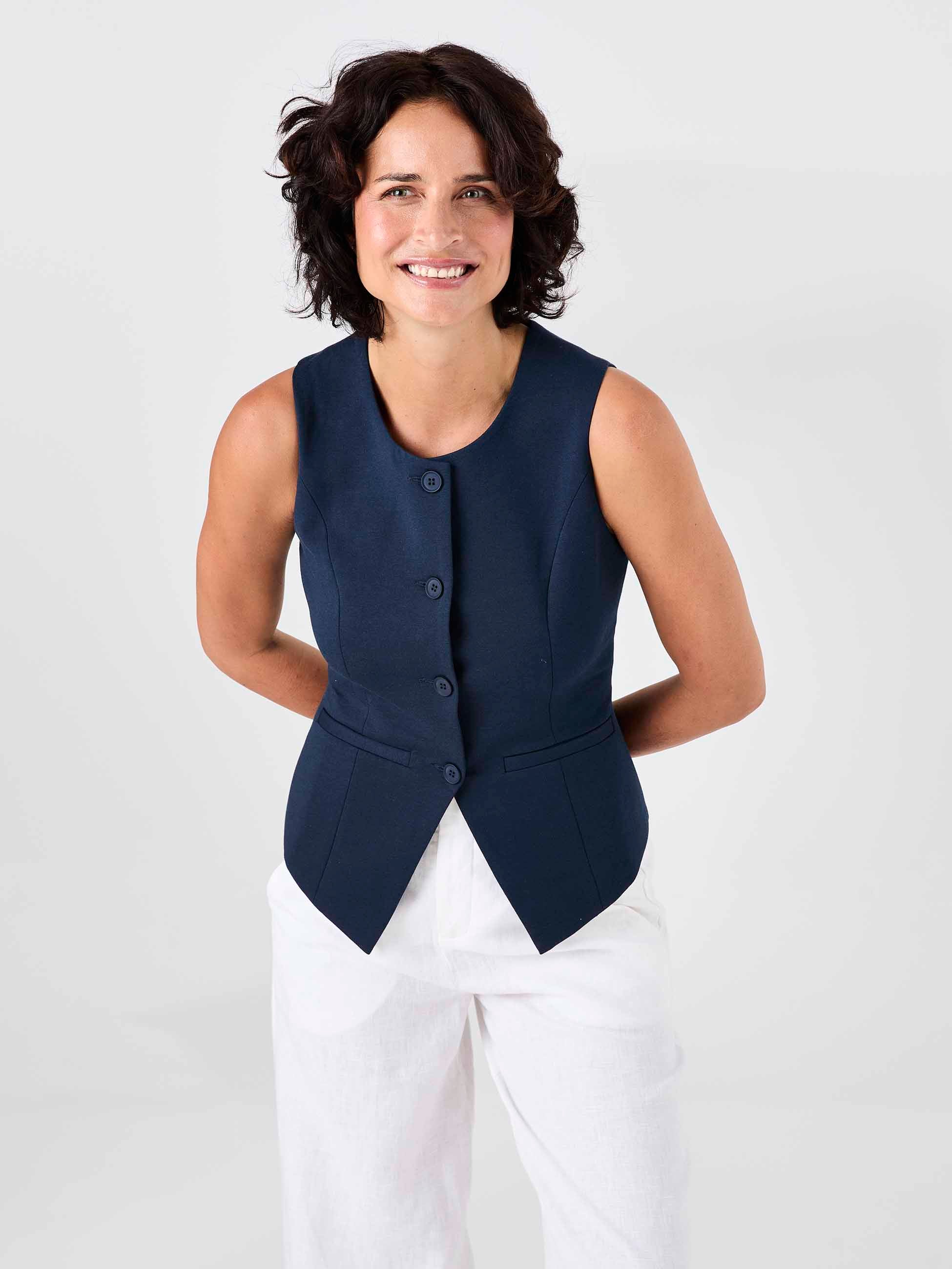Fitted Waistcoat - Navy - Image 7