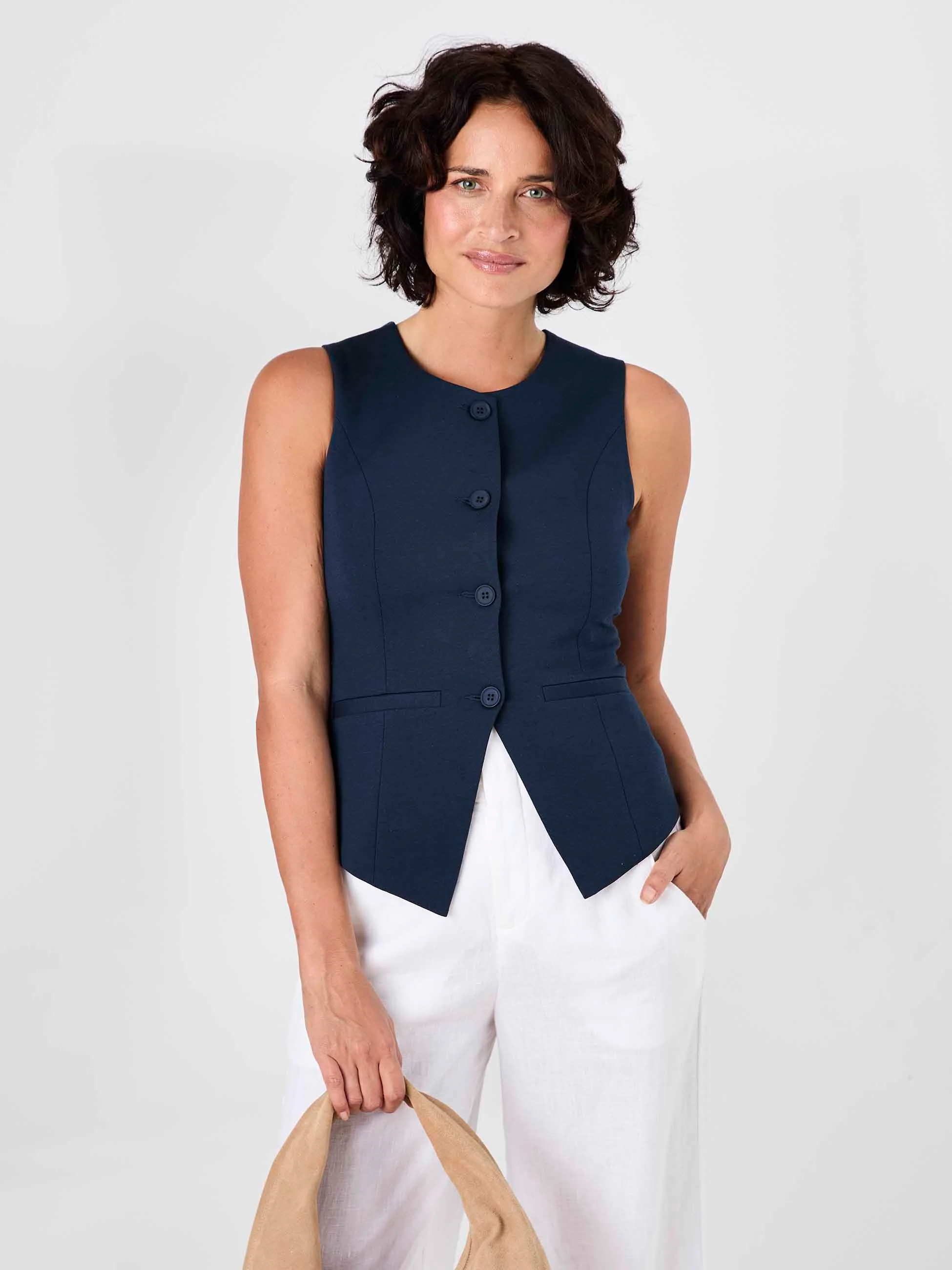 Fitted Waistcoat - Navy - Image 8