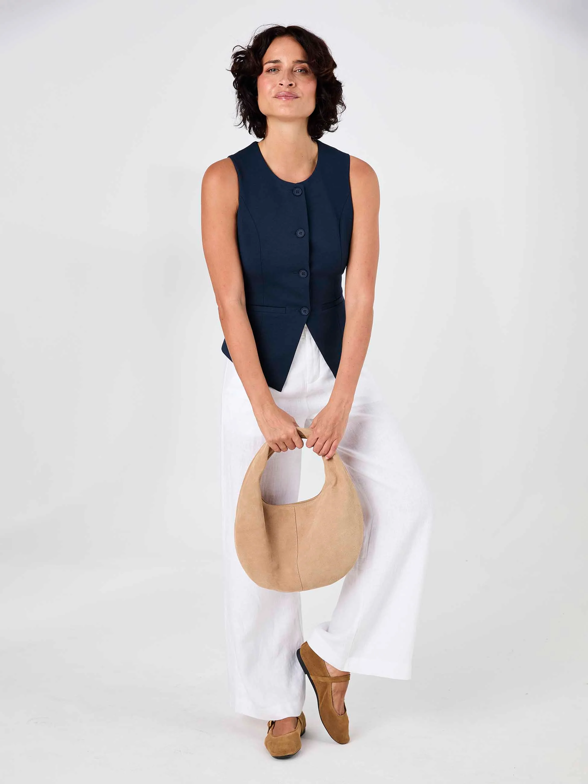 Fitted Waistcoat - Navy - Image 9