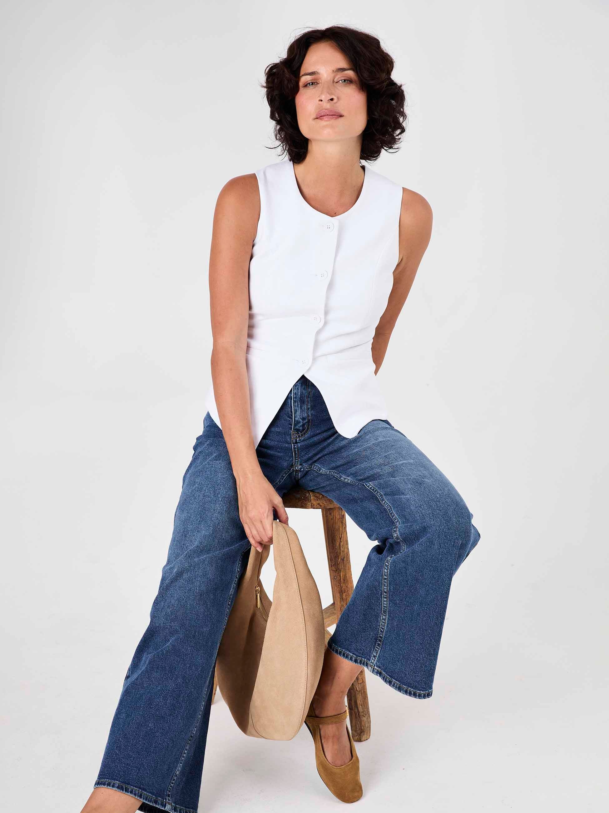 Fitted Waistcoat - White - Image 10