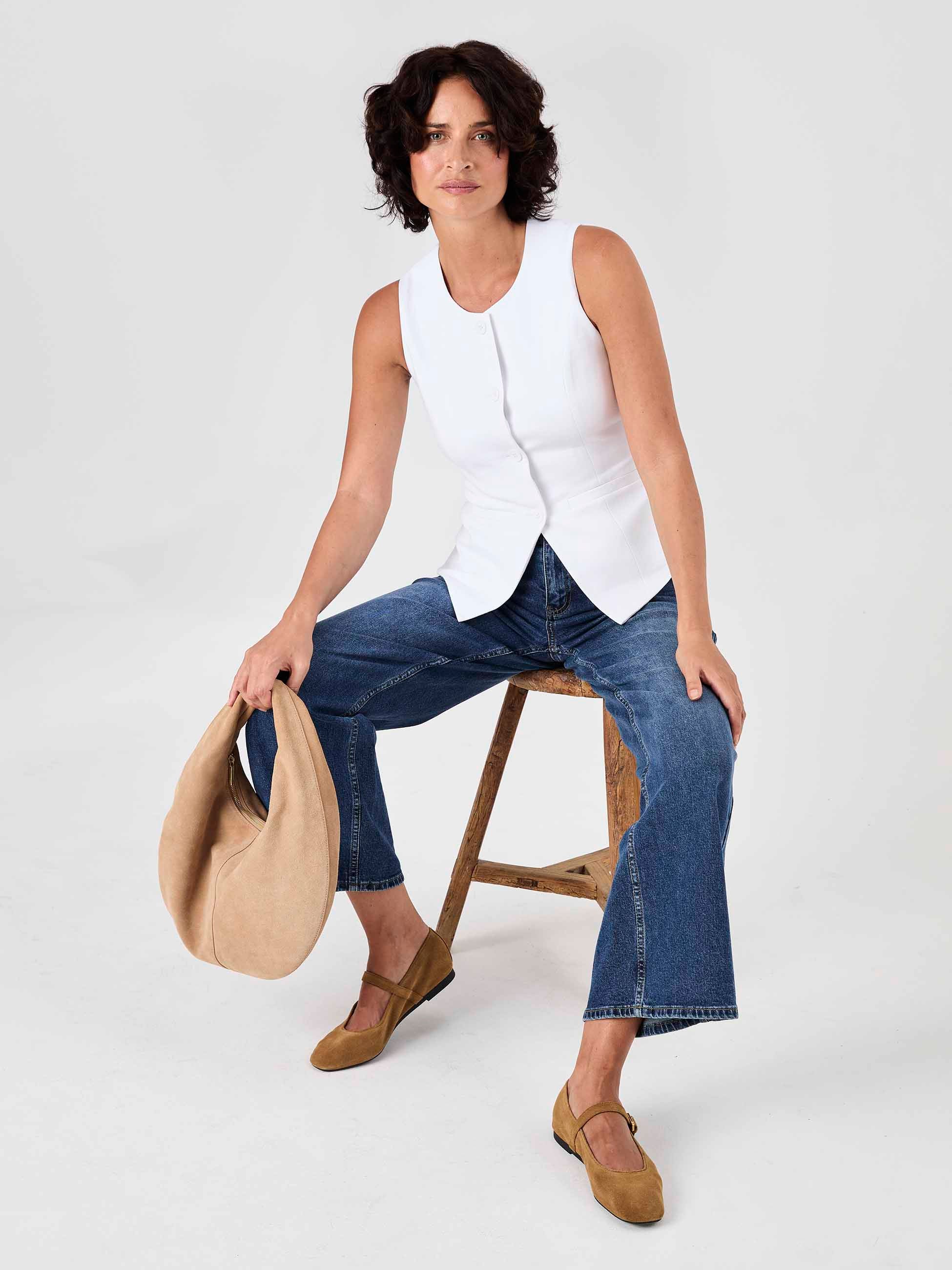 Fitted Waistcoat - White - Image 11