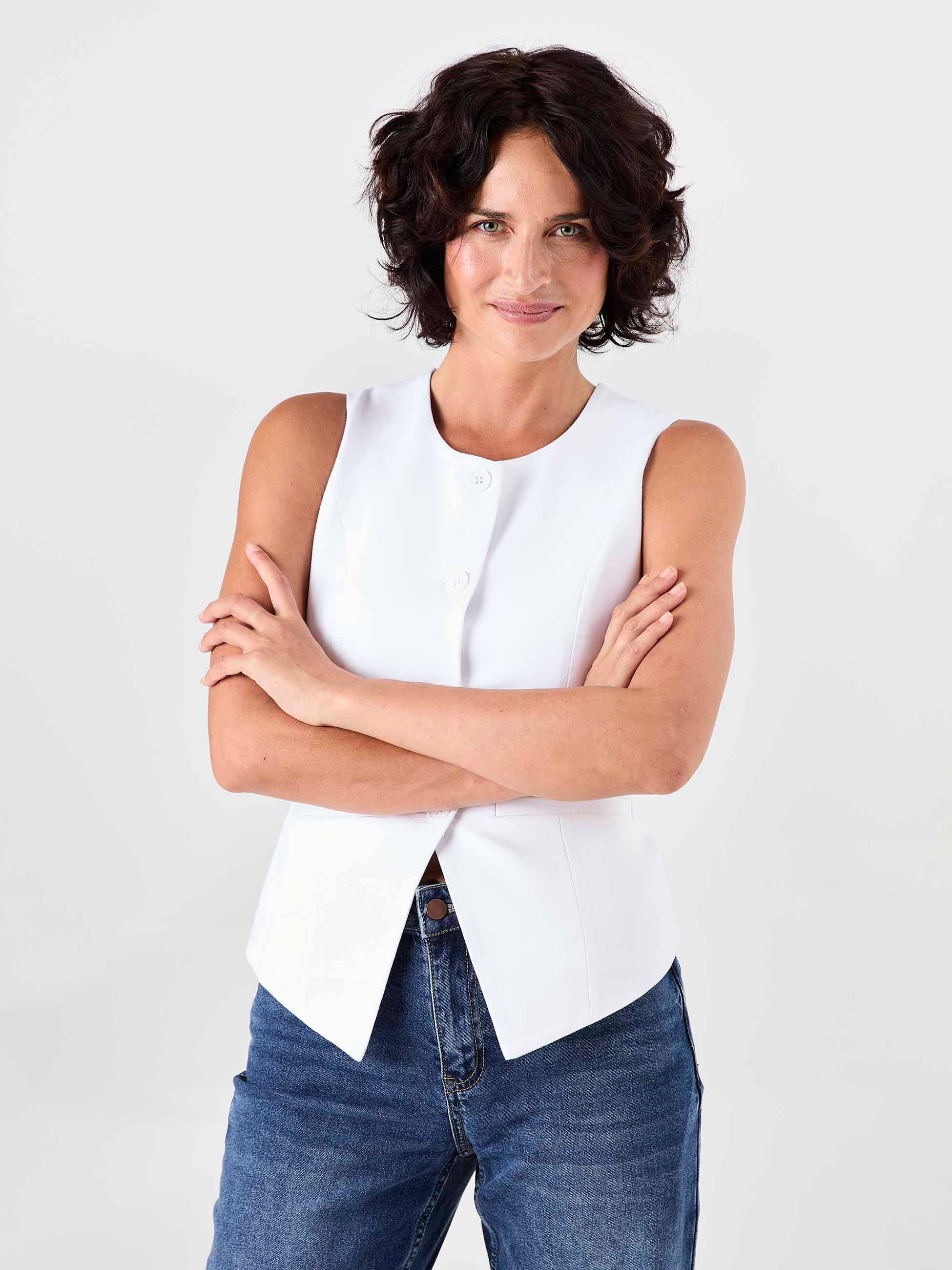 Fitted Waistcoat - White - Image 4