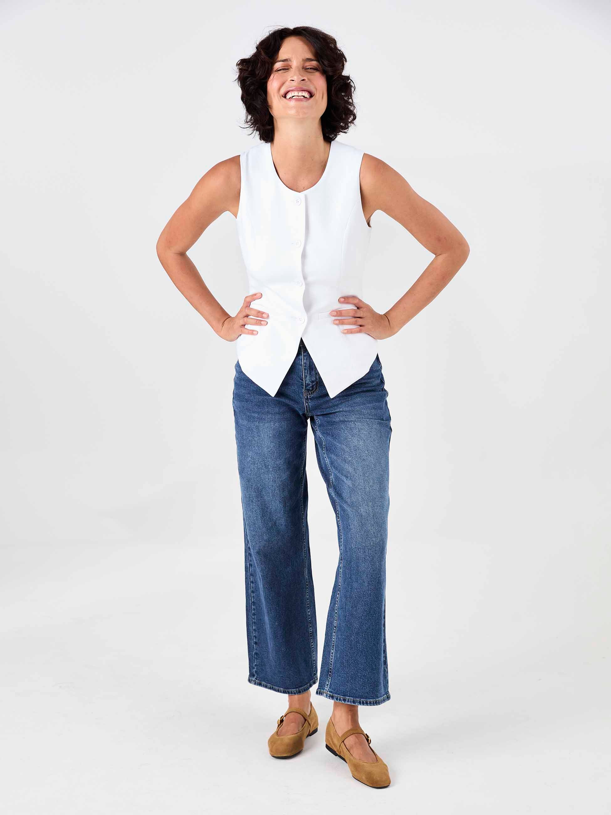 Fitted Waistcoat - White - Image 7