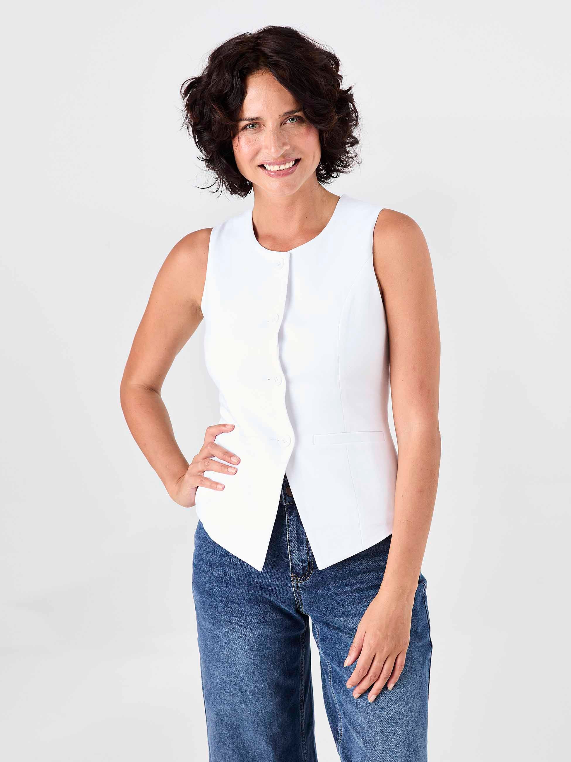 Fitted Waistcoat - White - Image 9