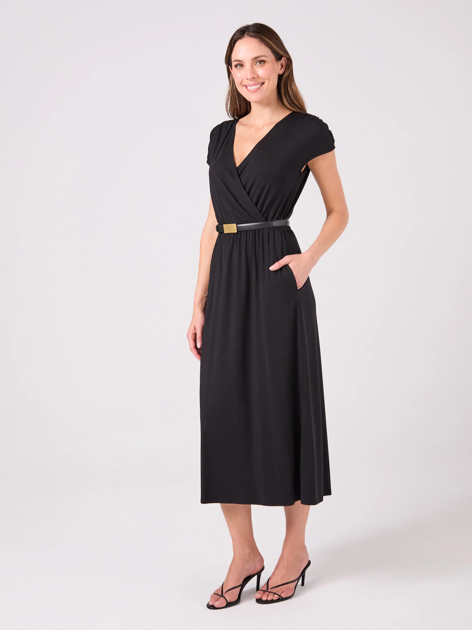 Lennie Wrap Dress - Black - Image 6
