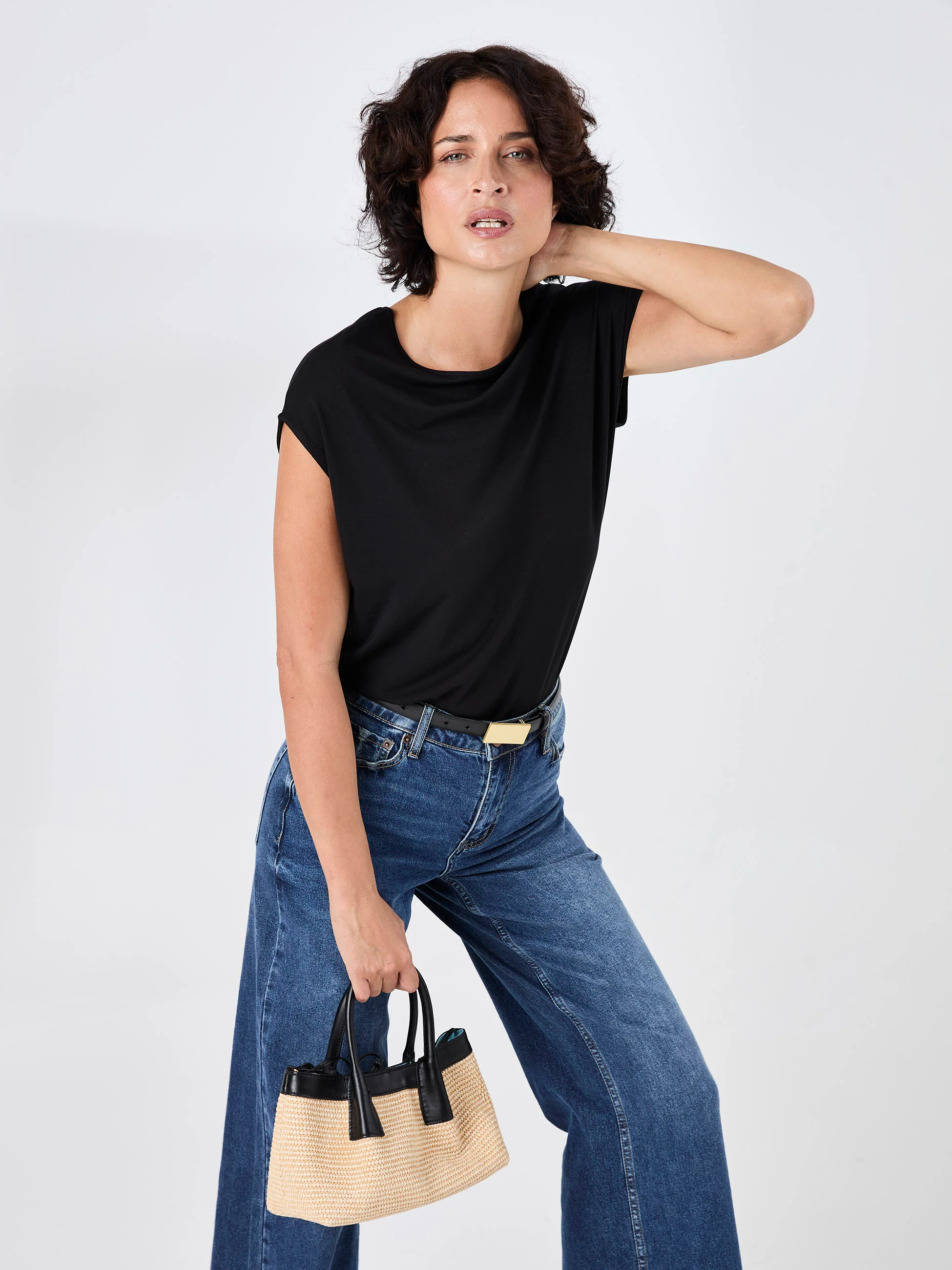 Modal Luxe Layer Tee - Black - Image 6