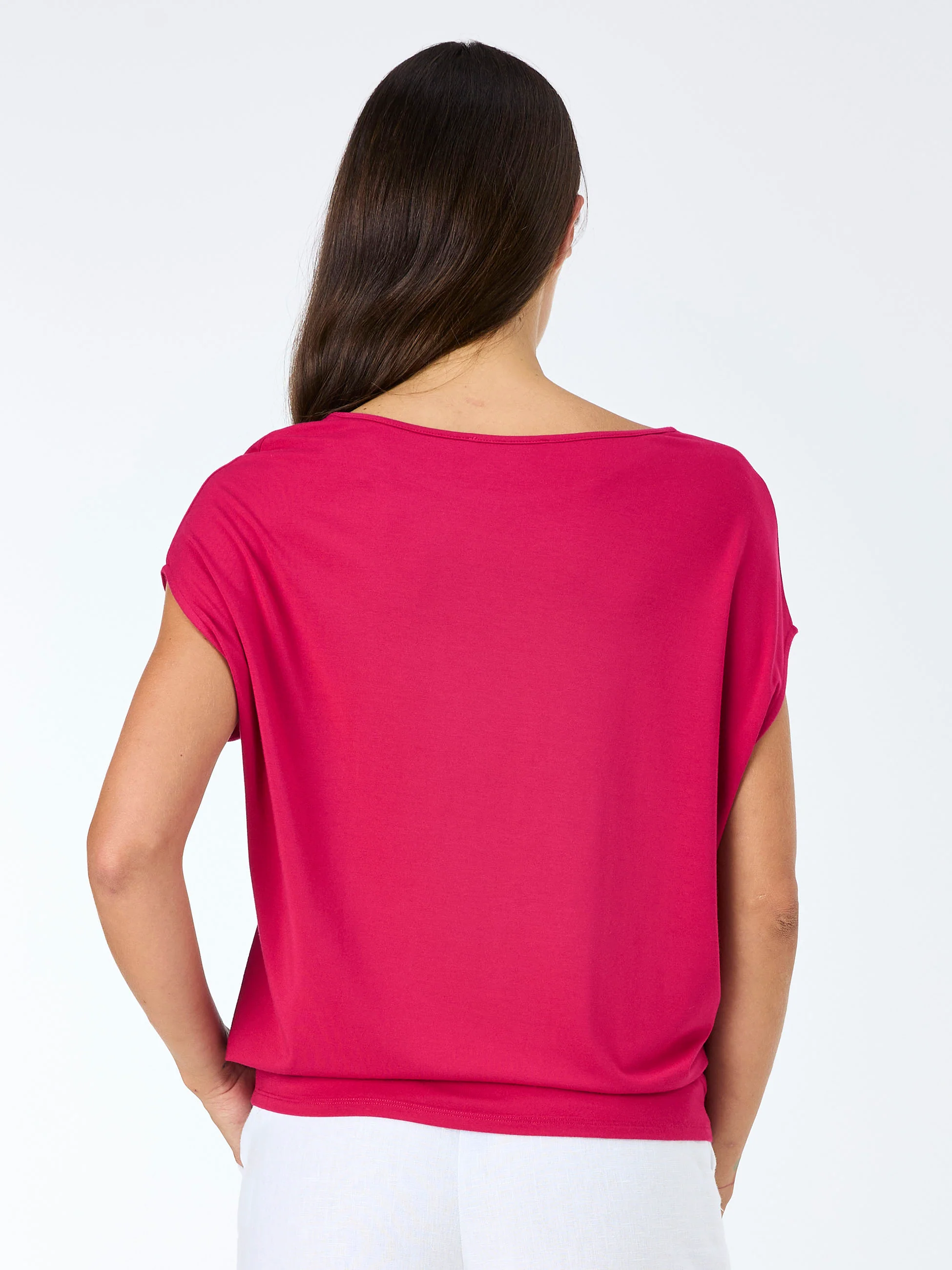 Modal Luxe Layer Tee - Cerise - Image 4