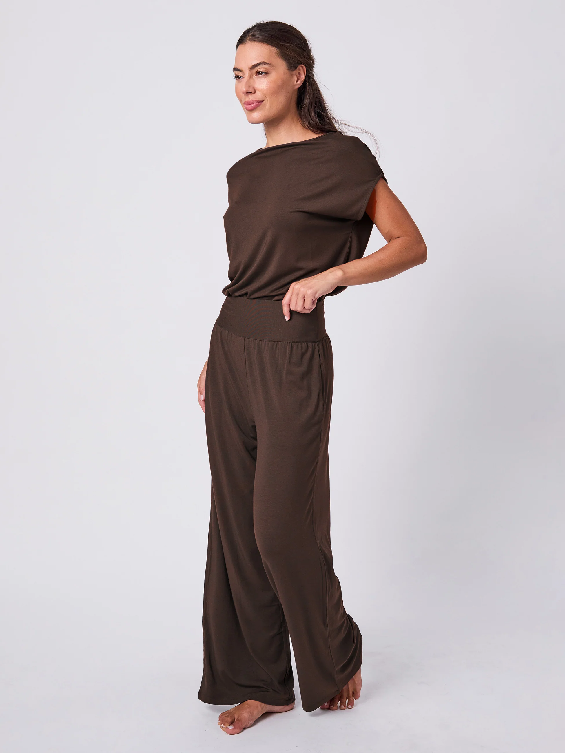 Modal Luxe Layer Tee - Coffee Bean - Image 5