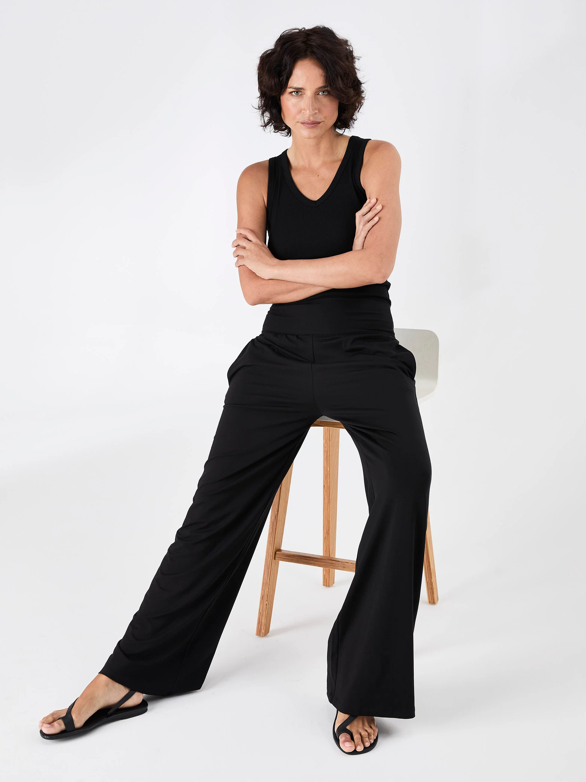 Nomad Modal Wide Leg Pant - Black - Image 6