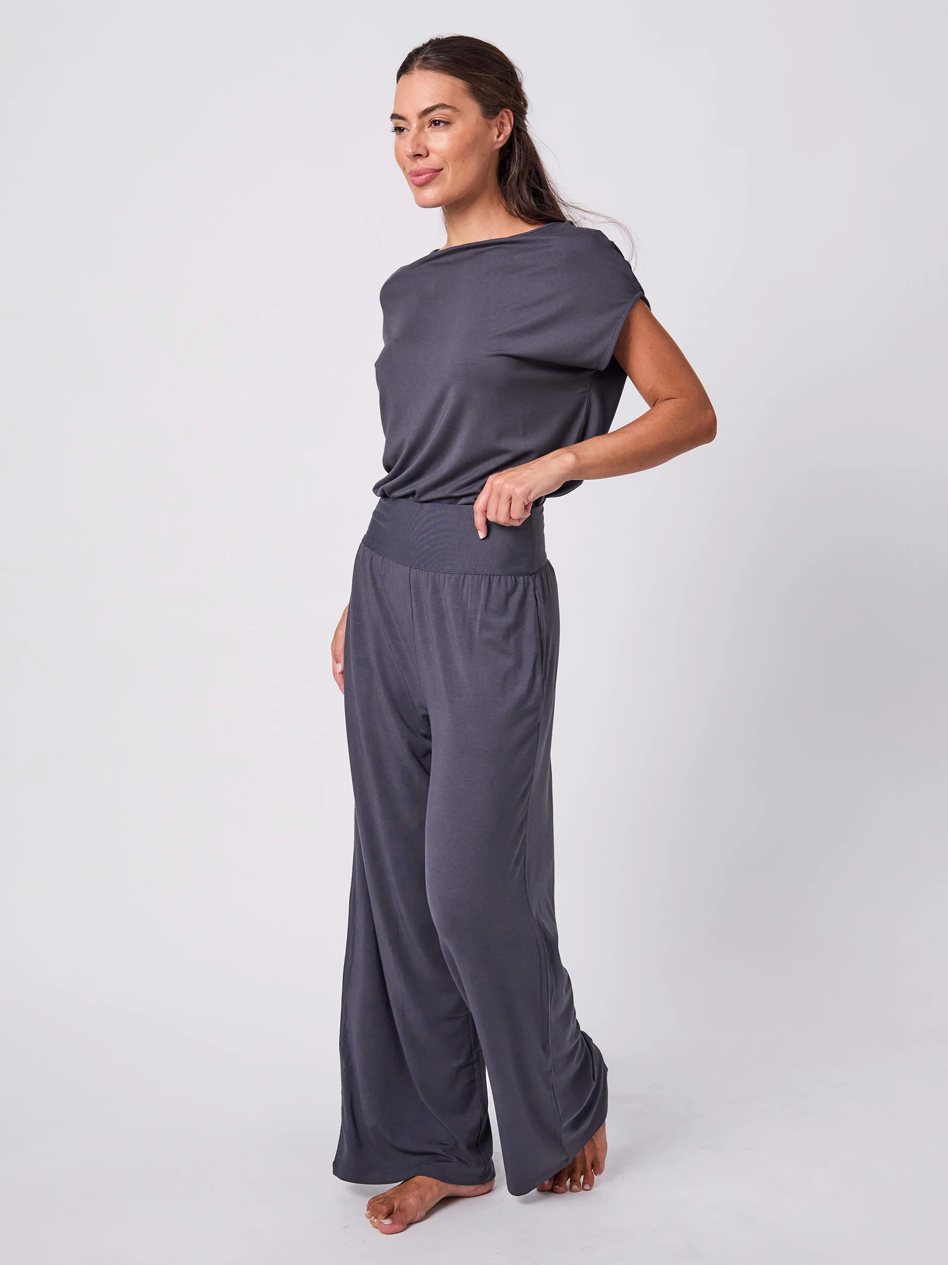 Nomad Modal Wide Leg Pant - Charcoal - Image 4