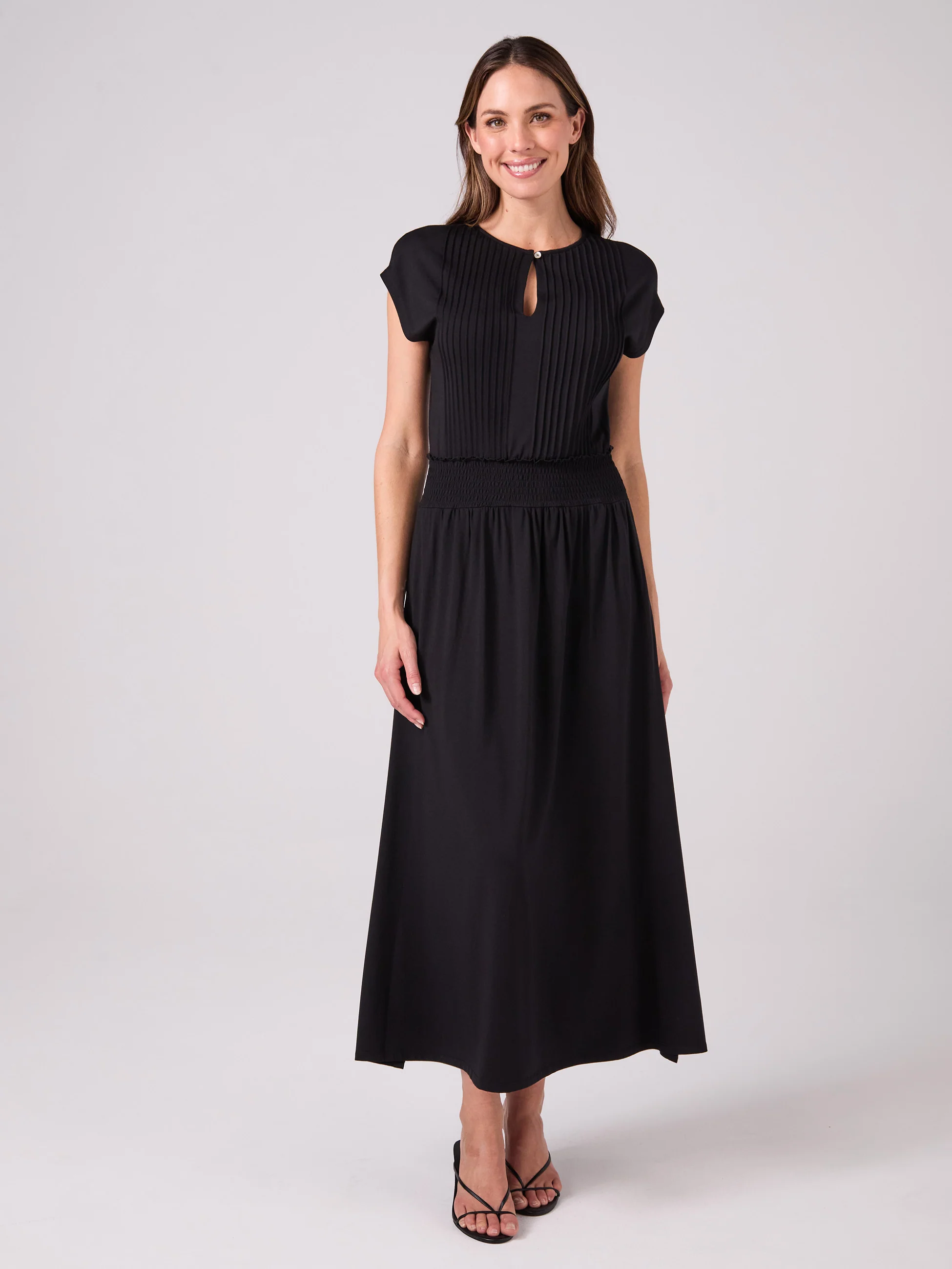Pin Tuck Maxi  Dress - Black - Image 3