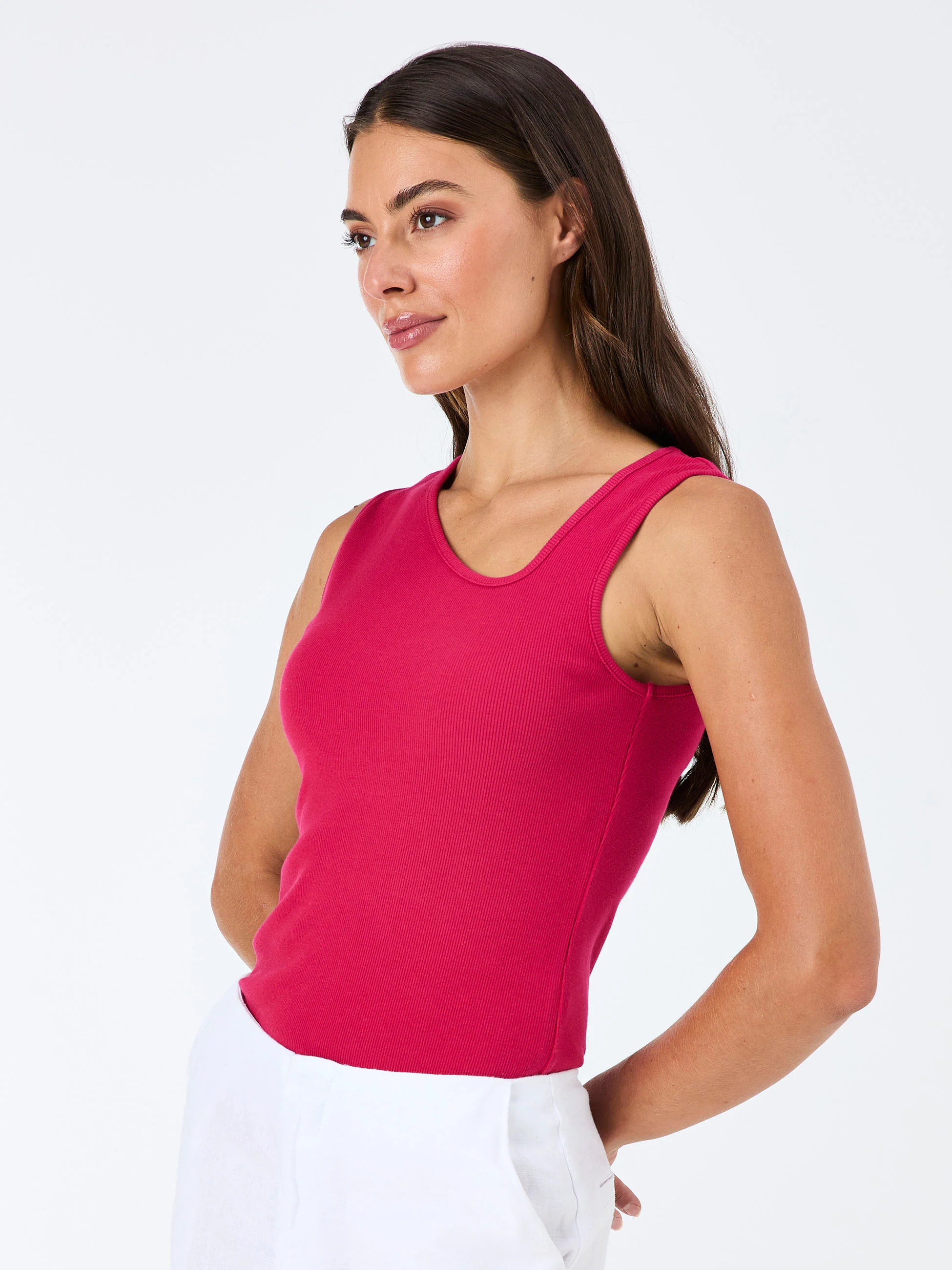 Riva Rib Tank - Cerise - Image 3