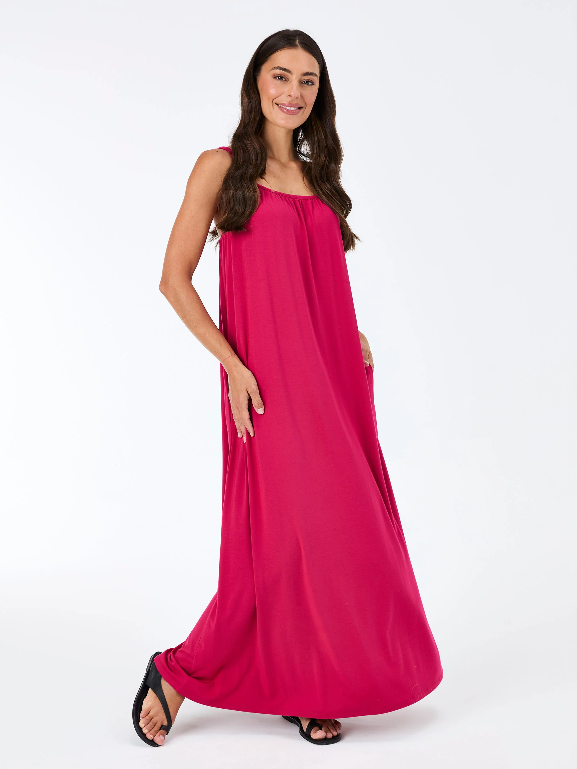 Venice Maxi Dress - Cerise - Image 8